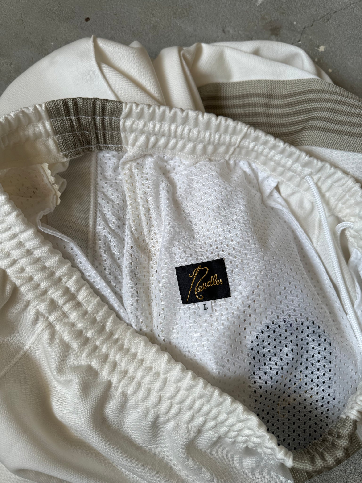 Needles Track Pants Poly Smooth 'White/Beige' Exclusive (Size L)