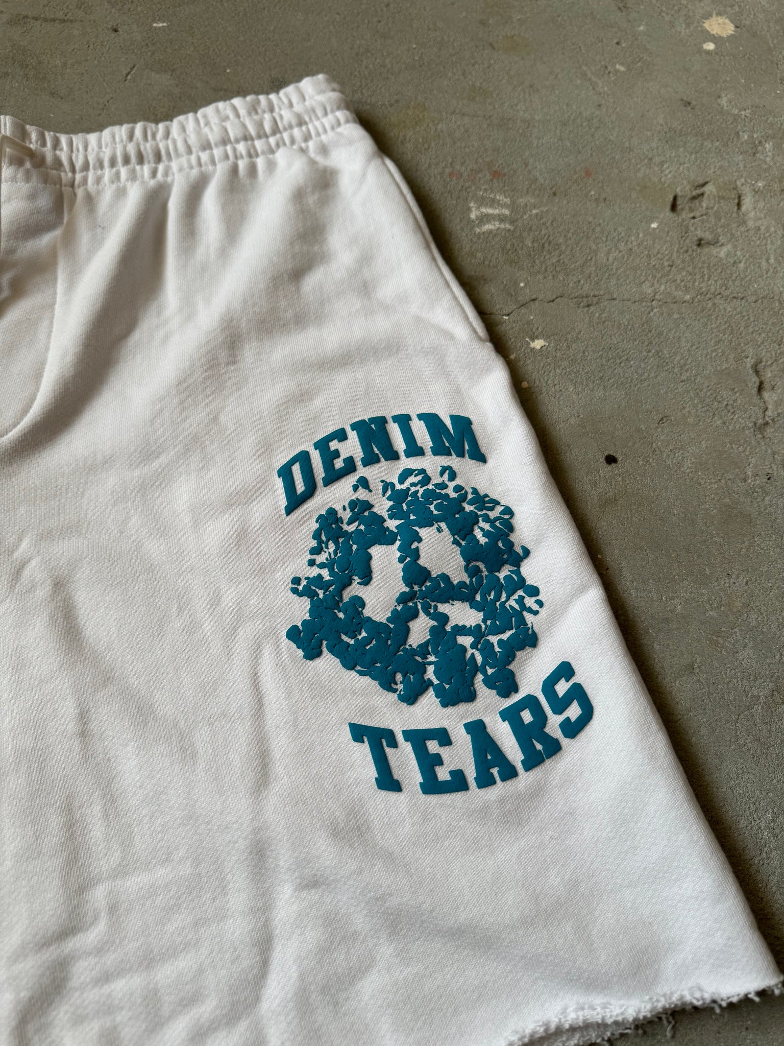 Denim Tears University Sweat Shorts White/Blue (Size XXL)