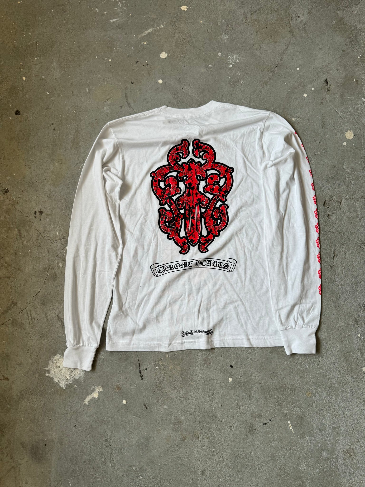 Chrome Hearts CH Dagger Long Sleeve White/Red (Size M)