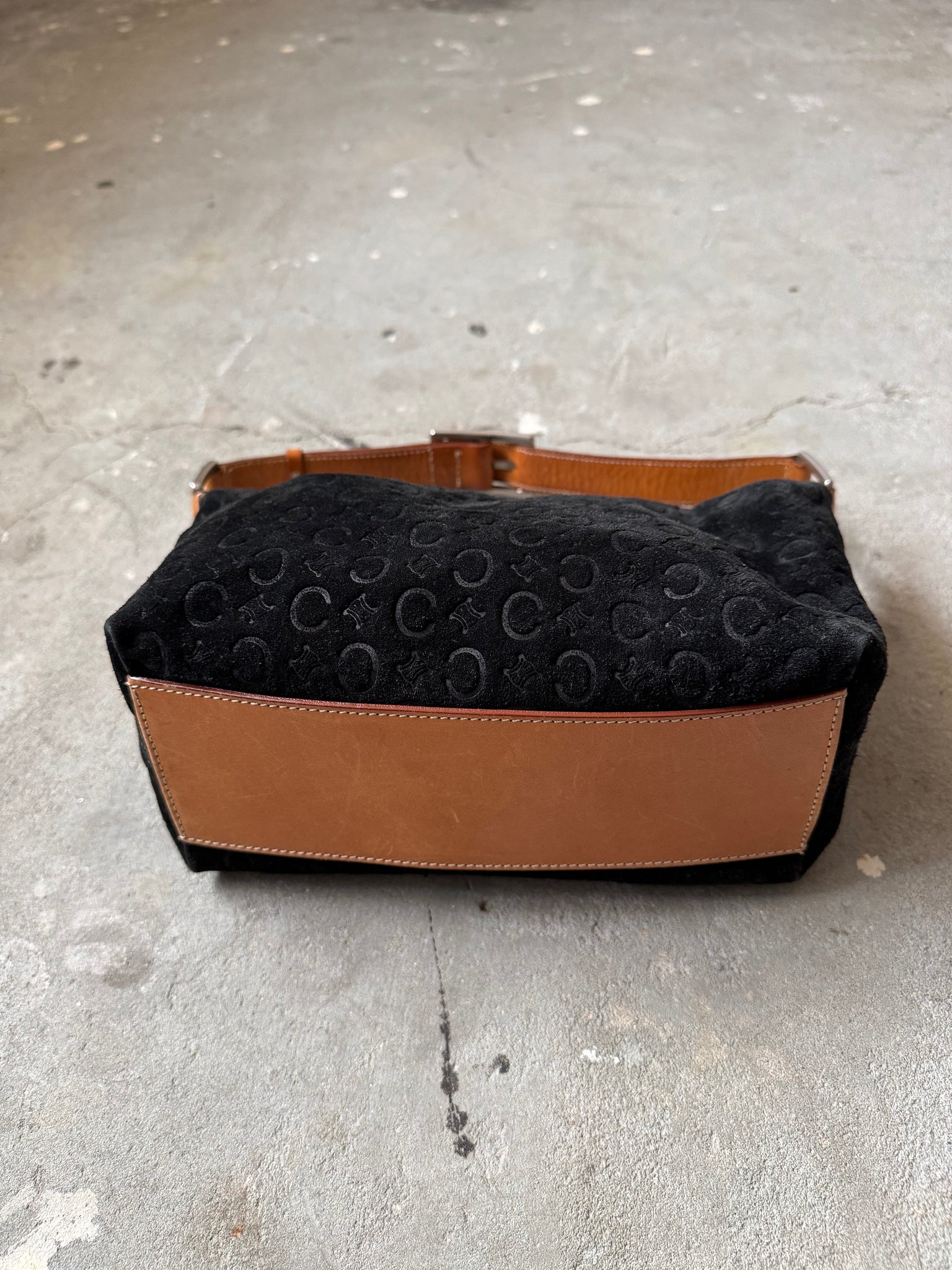 Celine Suede Shoulder Bag Black