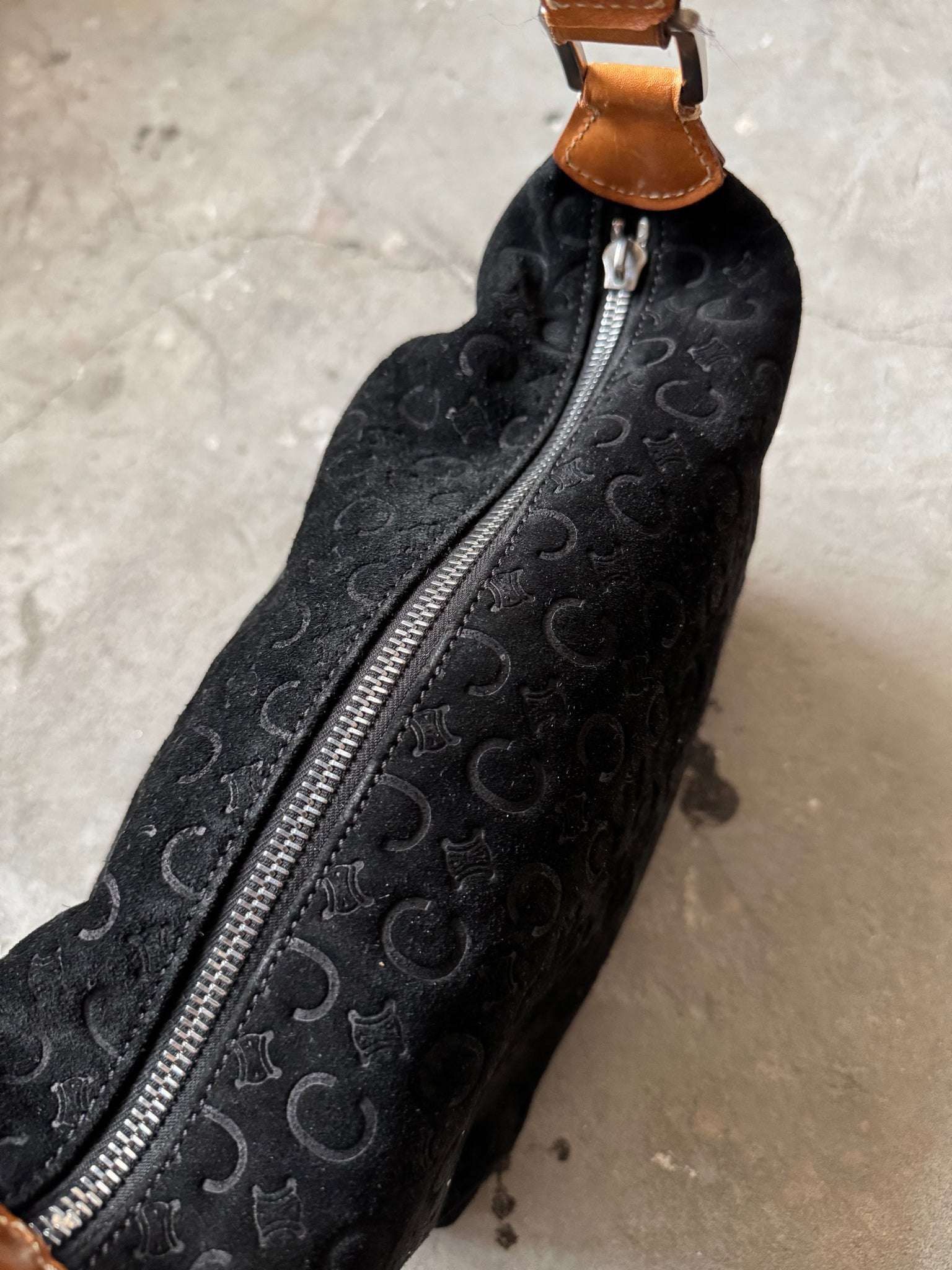 Celine Suede Shoulder Bag Black