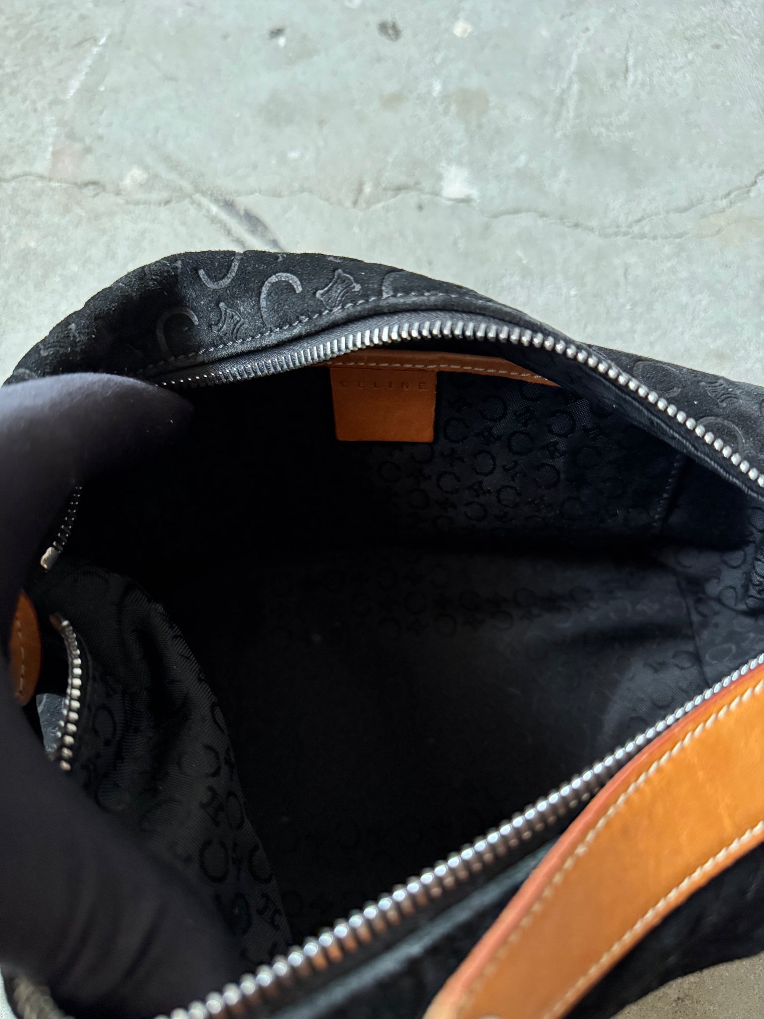 Celine Suede Shoulder Bag Black