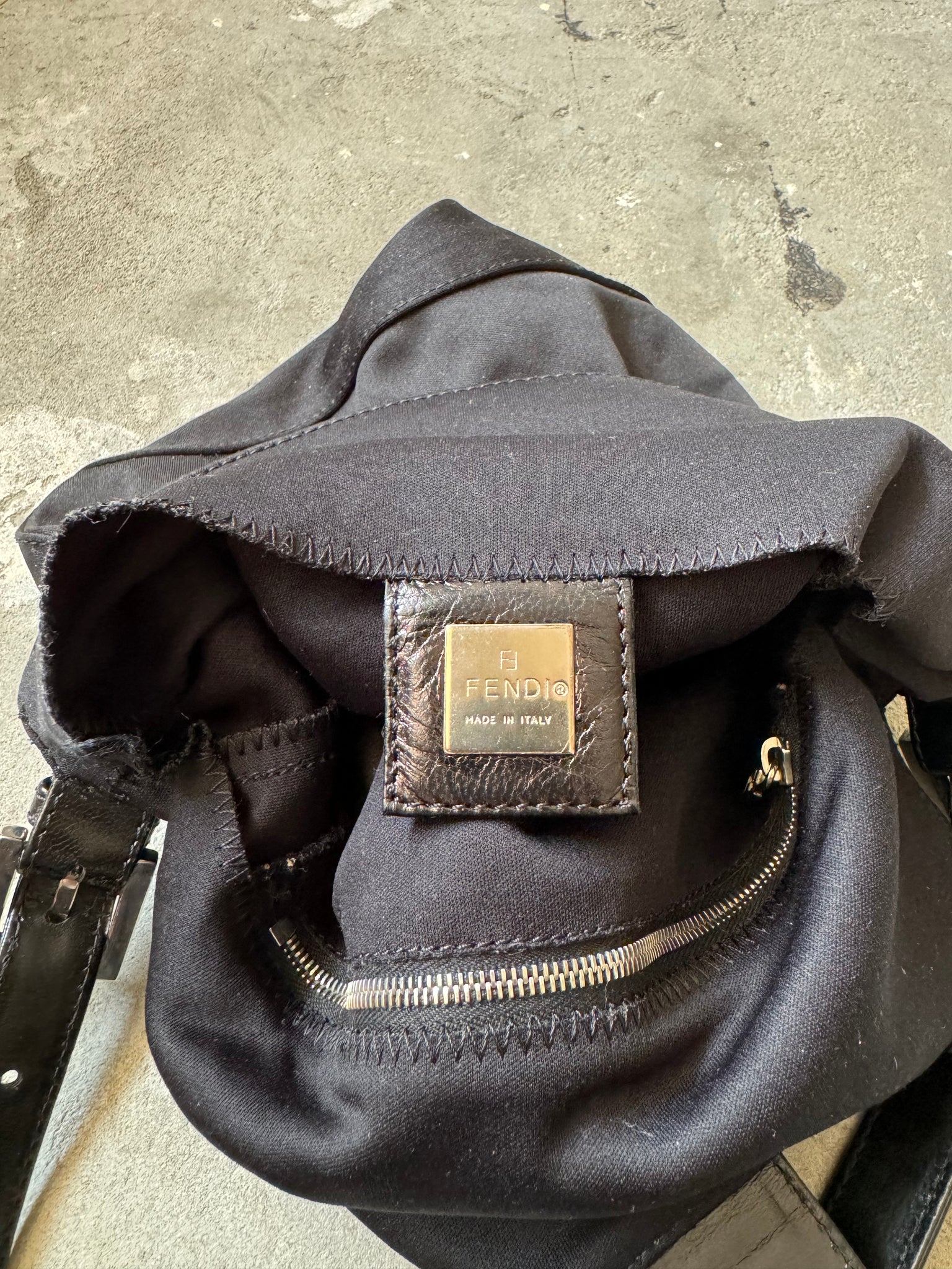 Fendi Mamma Baguette Cloth Shoulder Bag Black