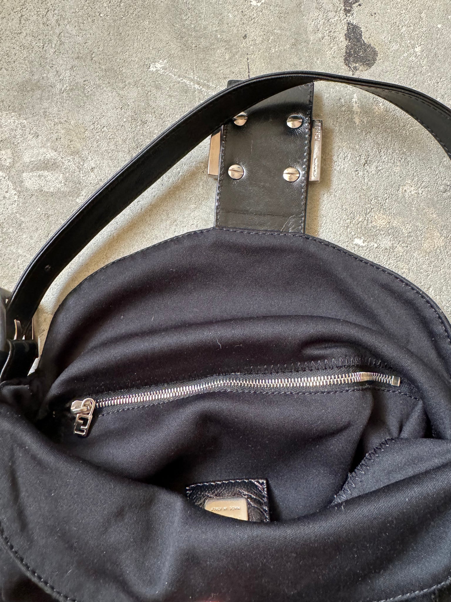 Fendi Mamma Baguette Cloth Shoulder Bag Black