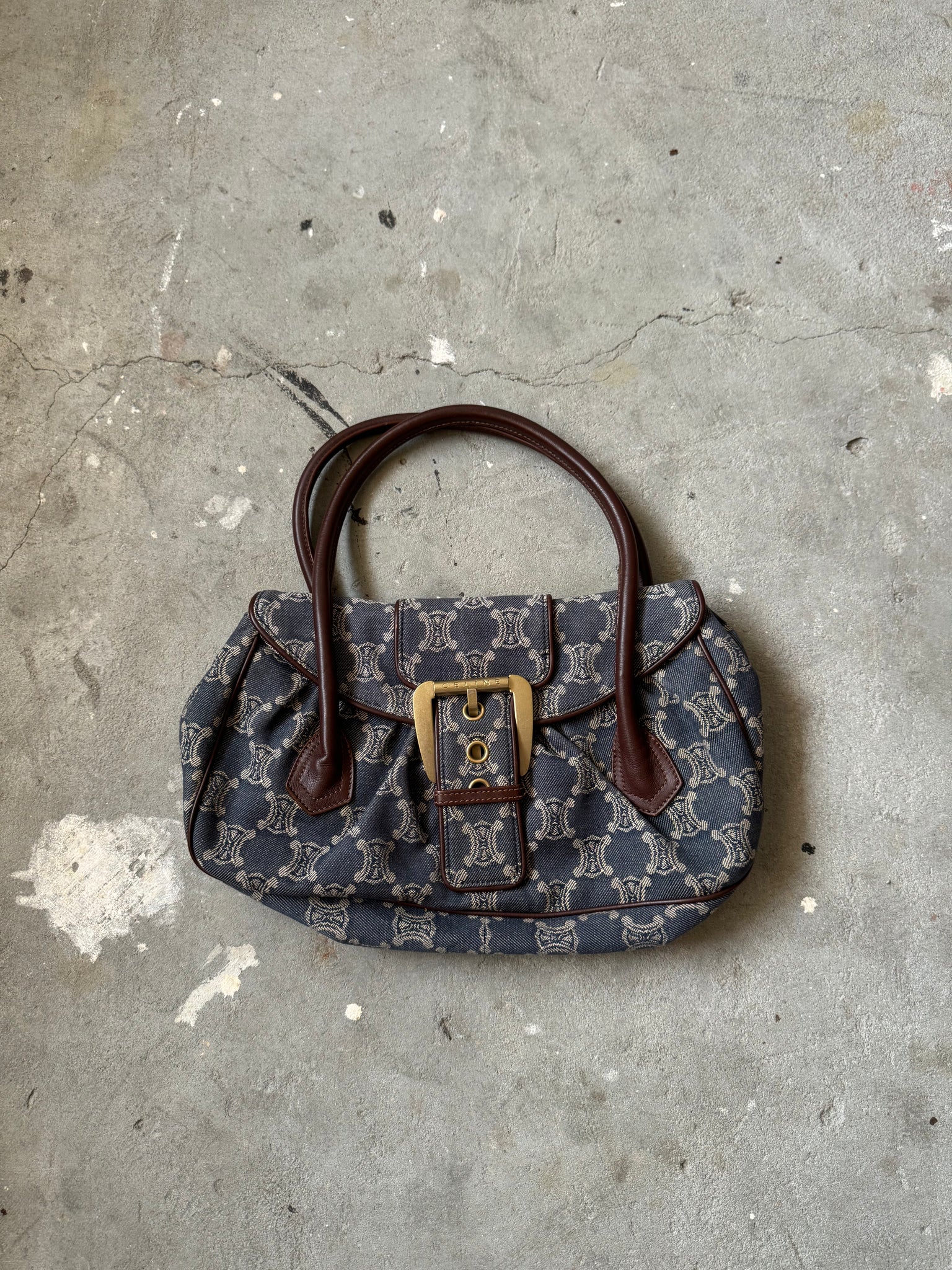 Celine Denim Triomphe Handbag 'Blue/Brown'