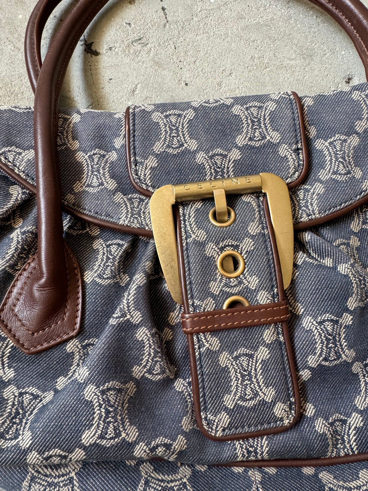 Celine Denim Triomphe Handbag 'Blue/Brown'