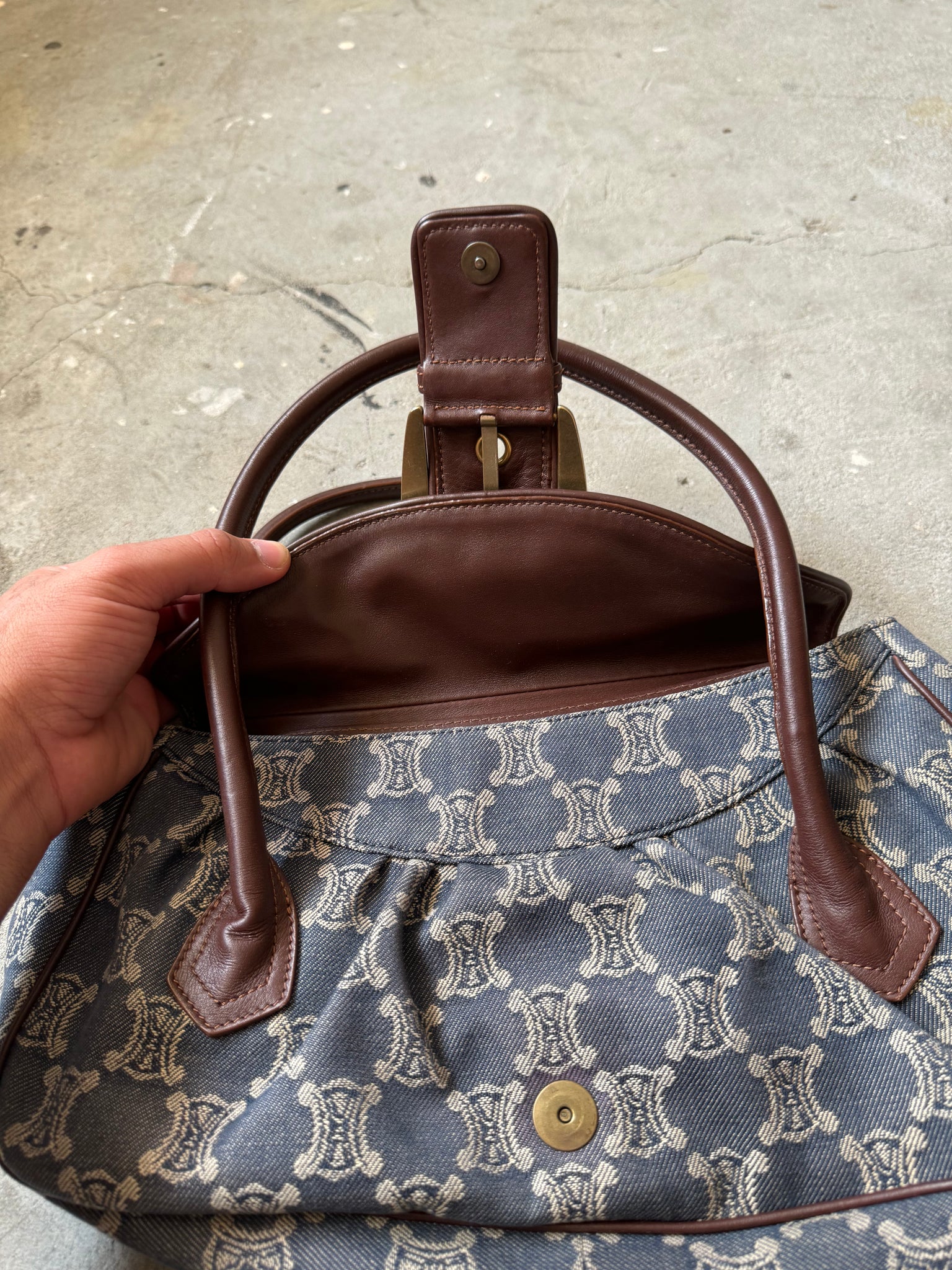Celine Denim Triomphe Handbag 'Blue/Brown'