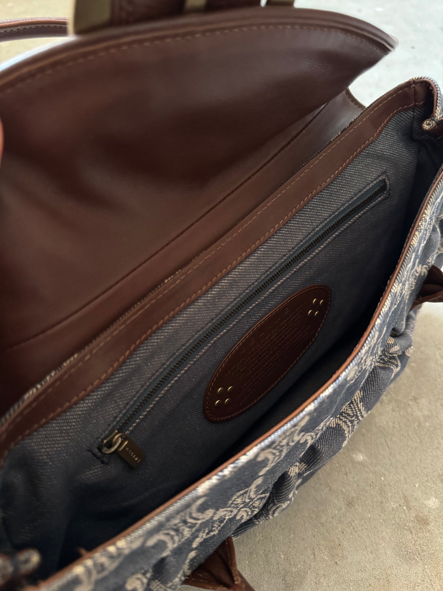 Celine Denim Triomphe Handbag 'Blue/Brown'