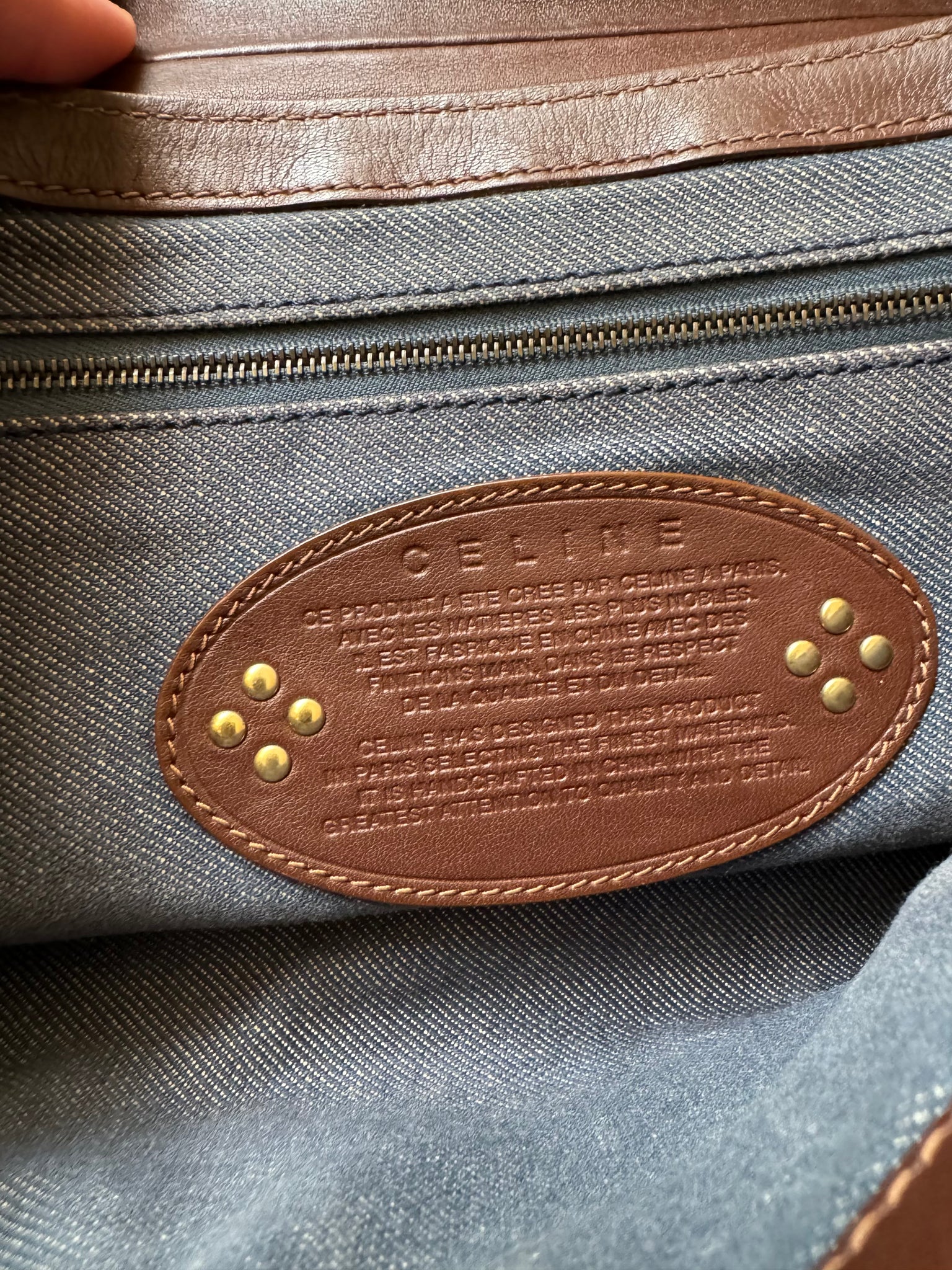 Celine Denim Triomphe Handbag 'Blue/Brown'