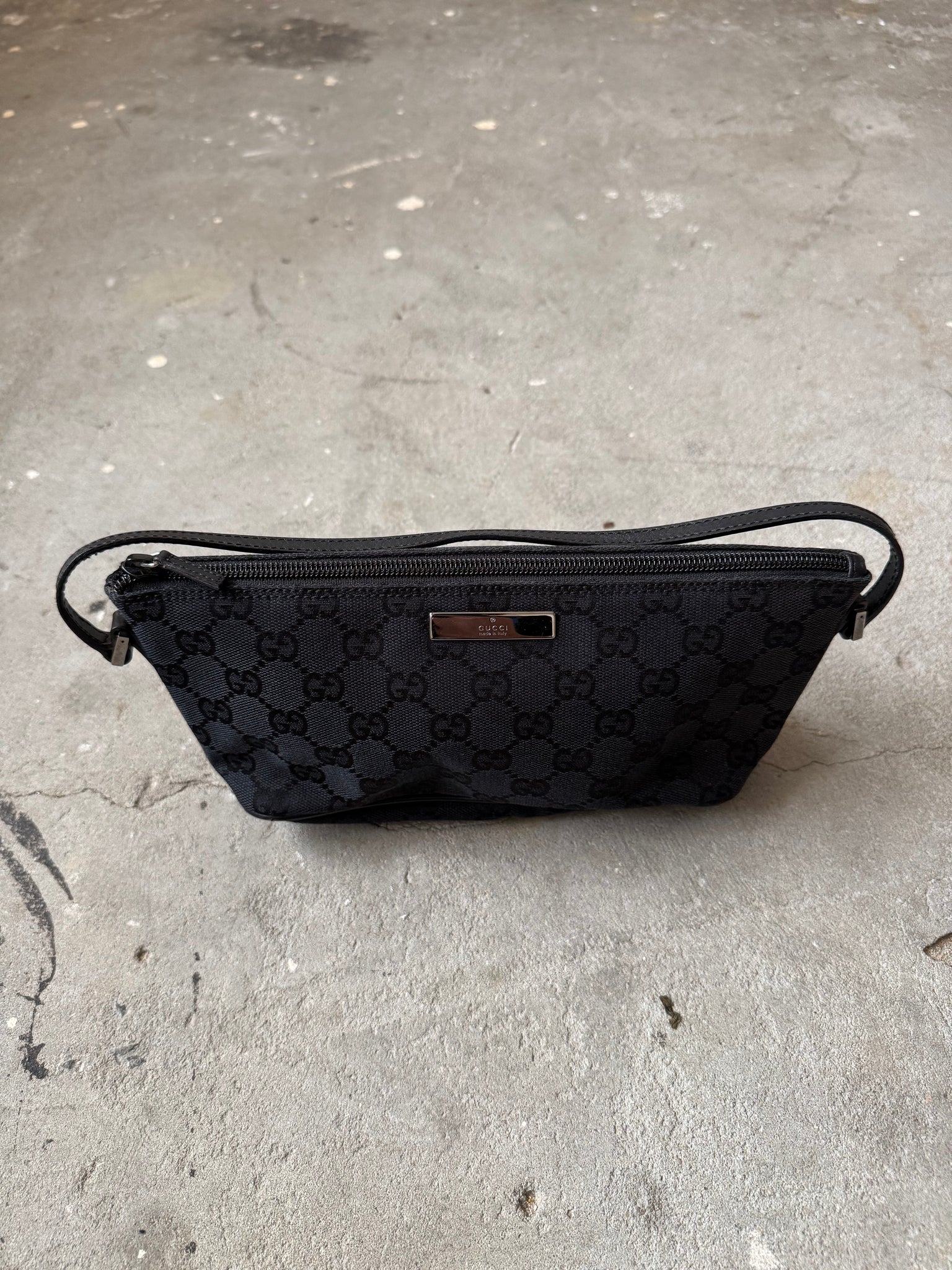 Gucci GG Monogram Pochette Boat Shoulder Bag Black