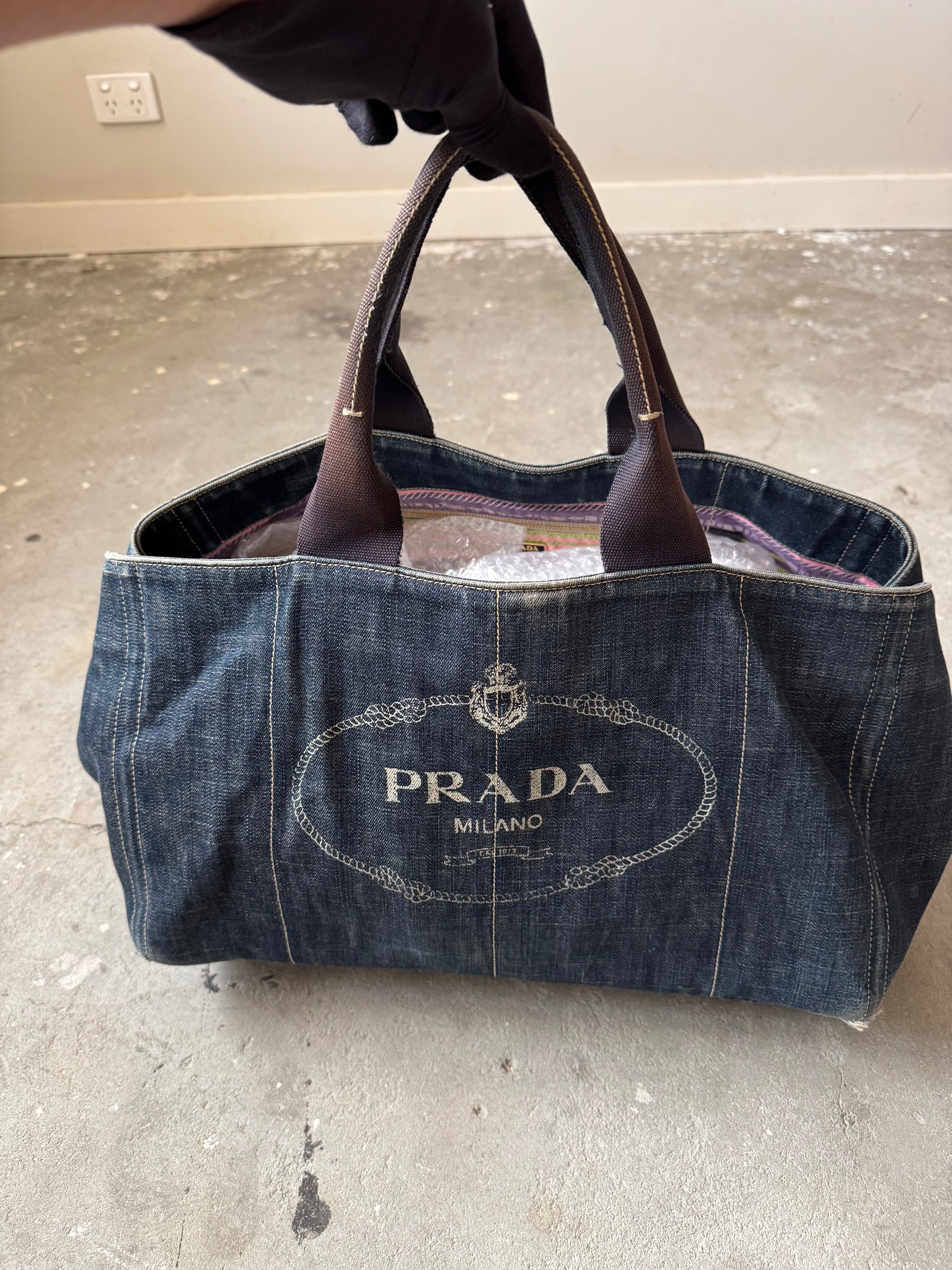 Prada Canapa Large Tote Bag Denim