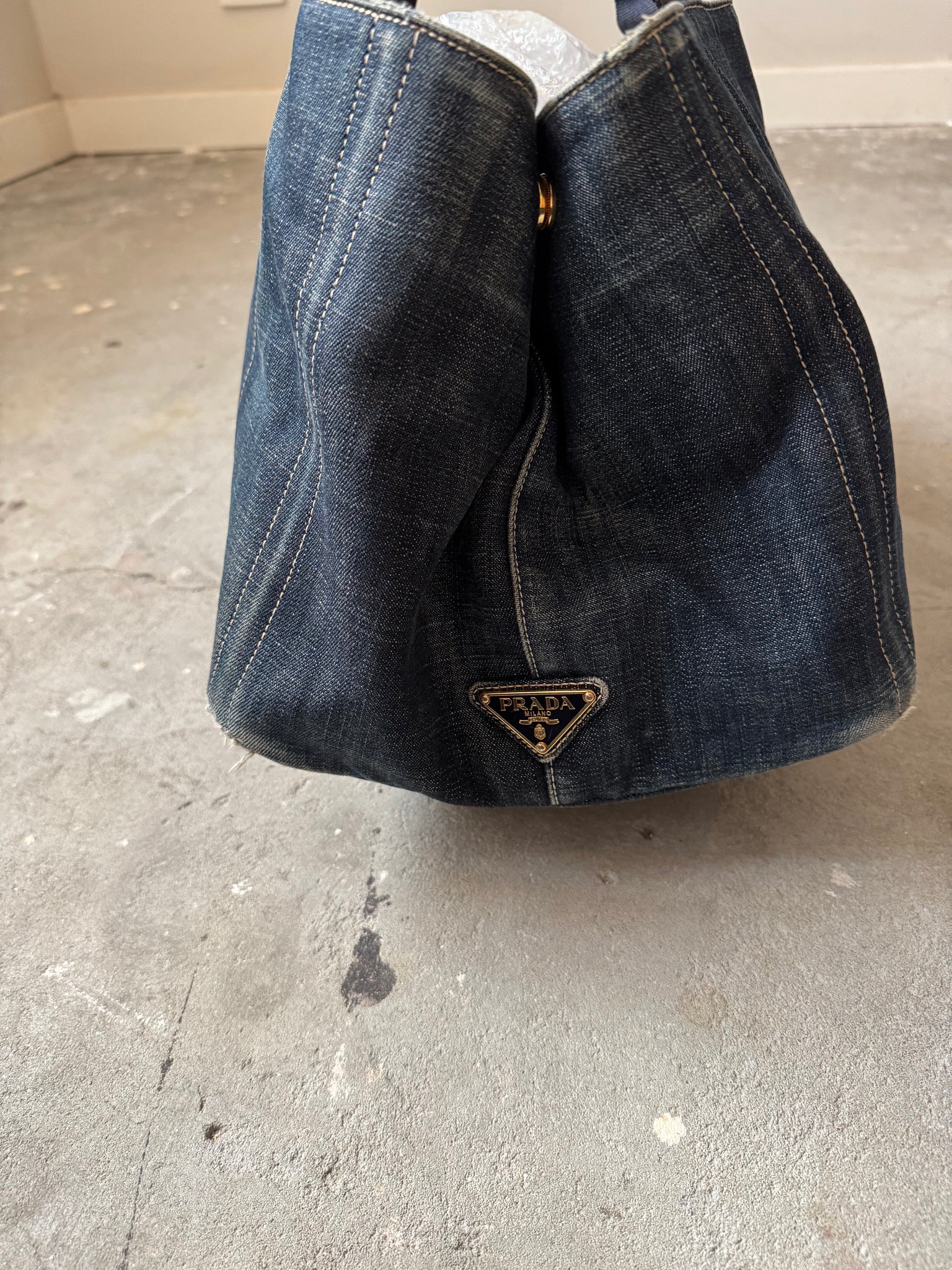 Prada Canapa Large Tote Bag Denim