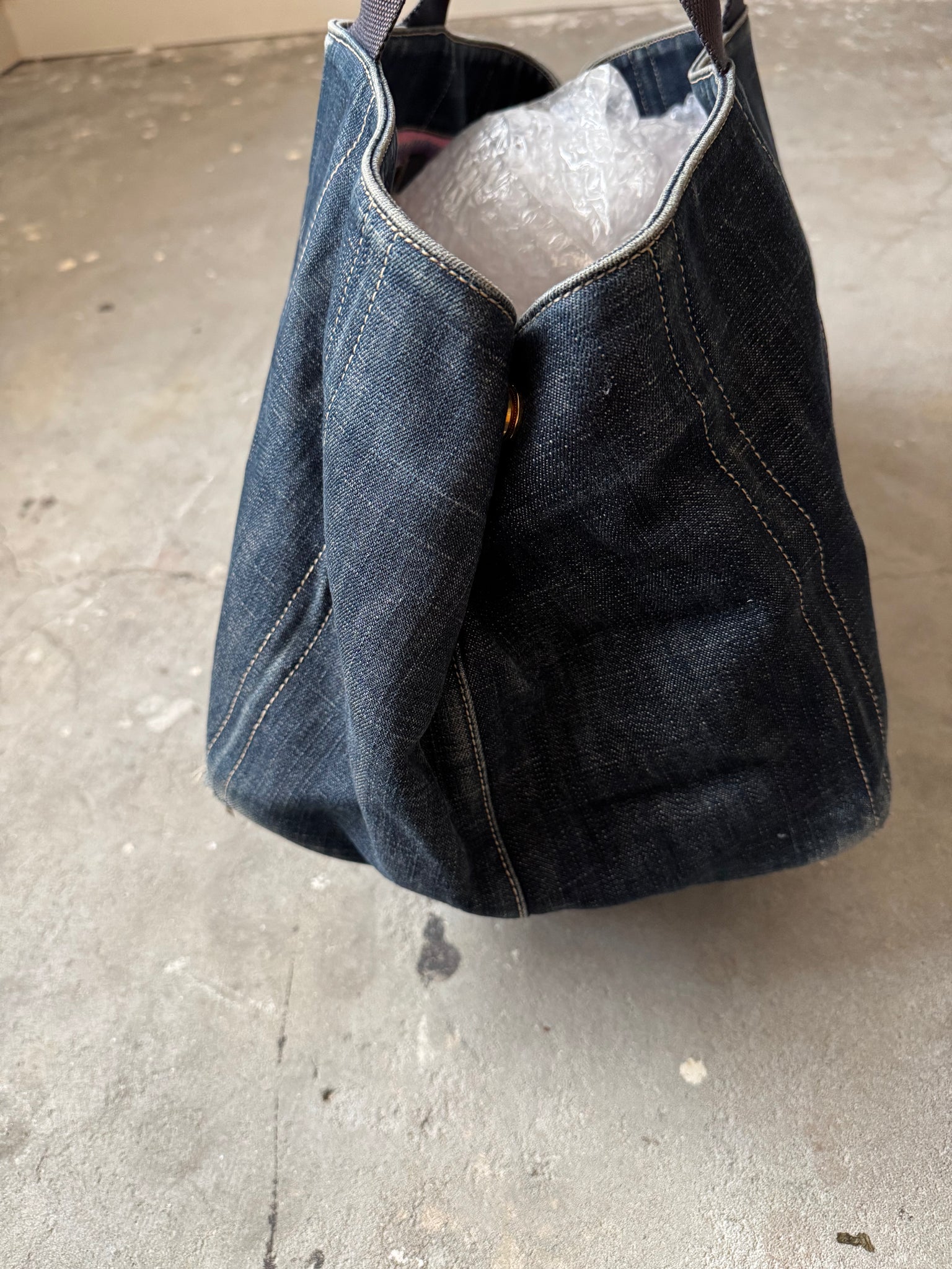 Prada Canapa Large Tote Bag Denim