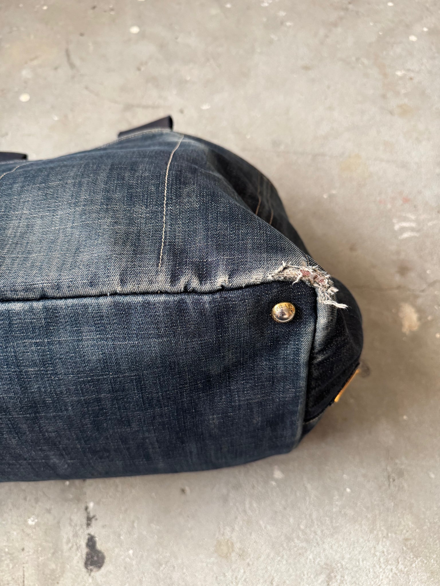Prada Canapa Large Tote Bag Denim