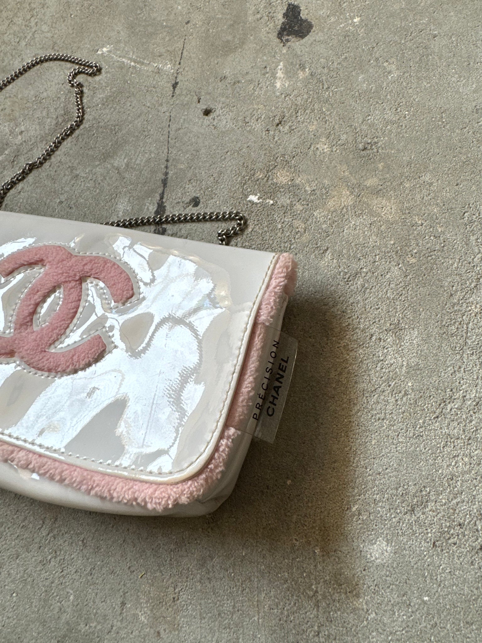 Chanel Beaute Patent Leather Crossbody Bag White/Pink