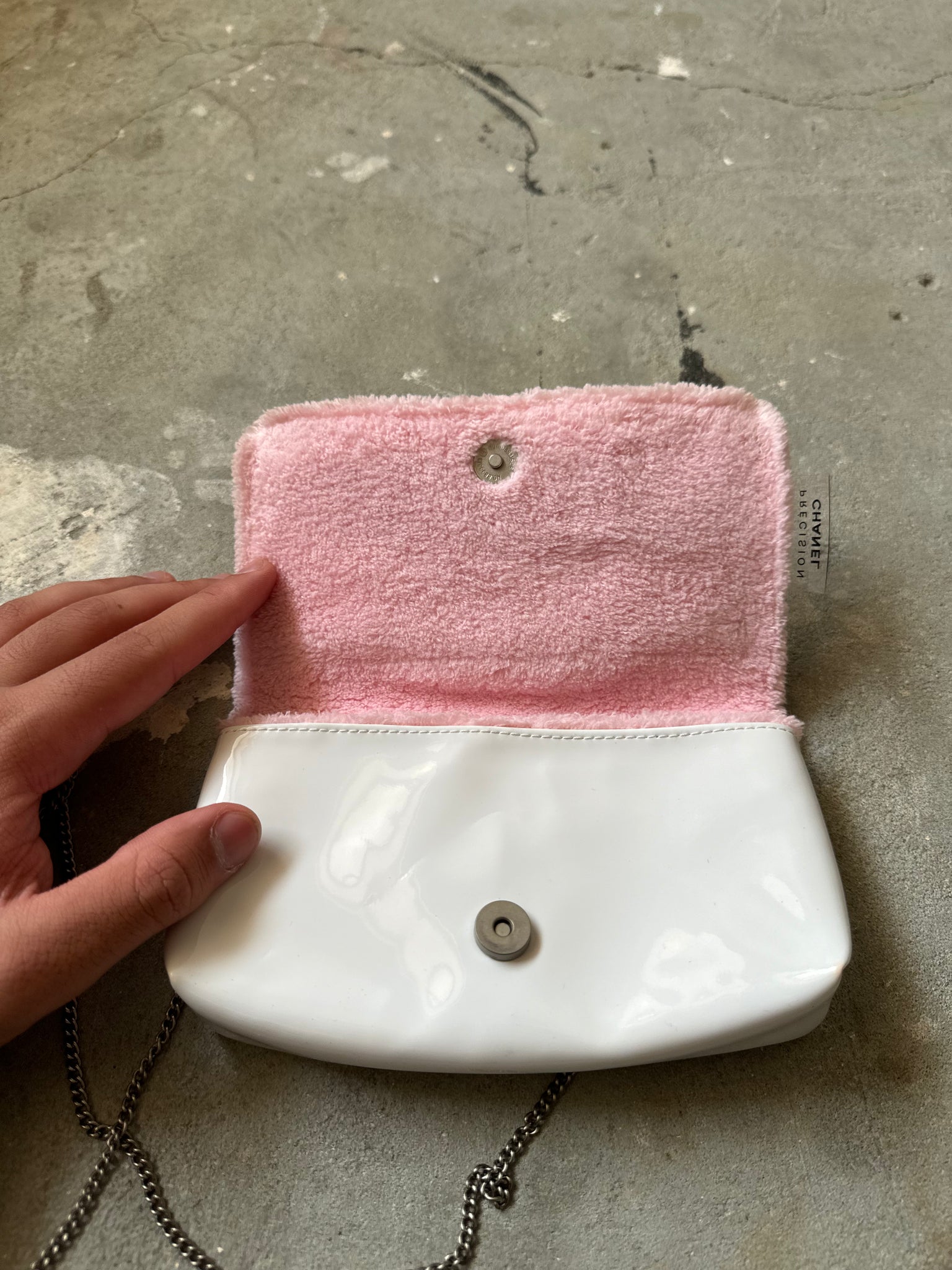 Chanel Beaute Patent Leather Crossbody Bag White/Pink