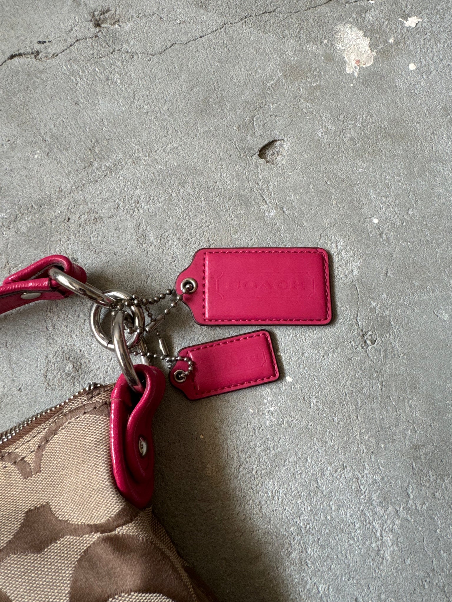 Coach 2Way Signature Pocket Hobo Daisy Shoulder Bag Beige/Pink