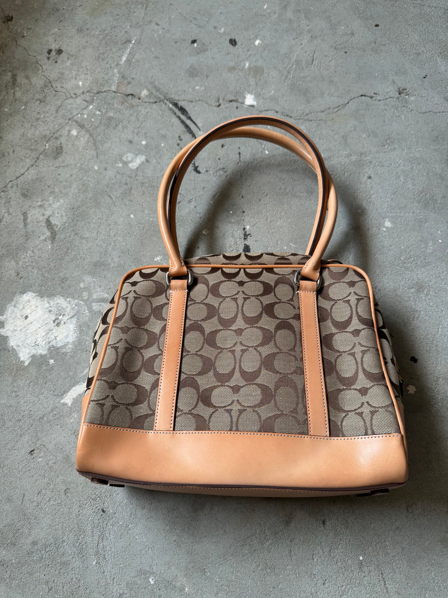 Coach Signature Hand Bag Beige