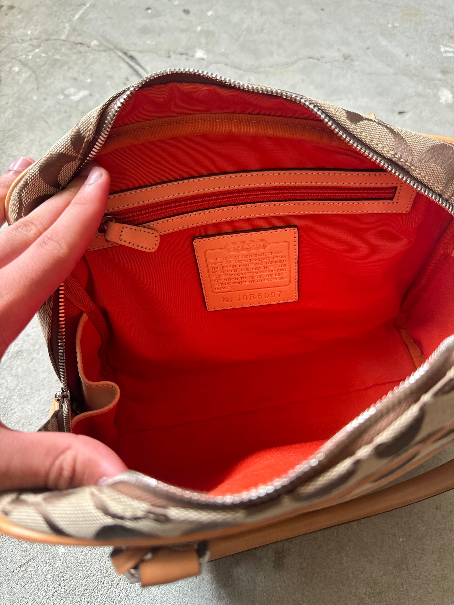 Coach Signature Hand Bag Beige