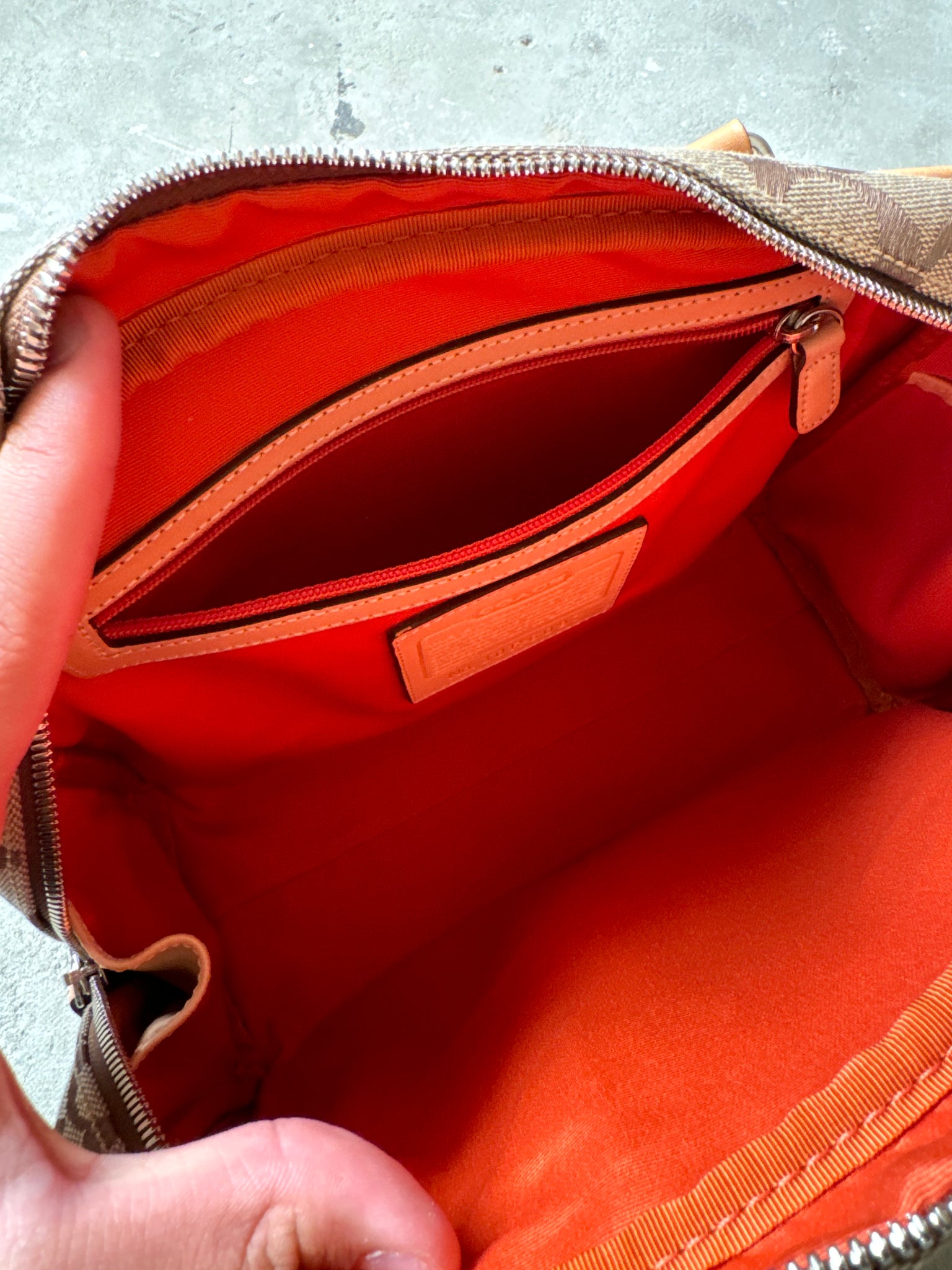 Coach Signature Hand Bag Beige