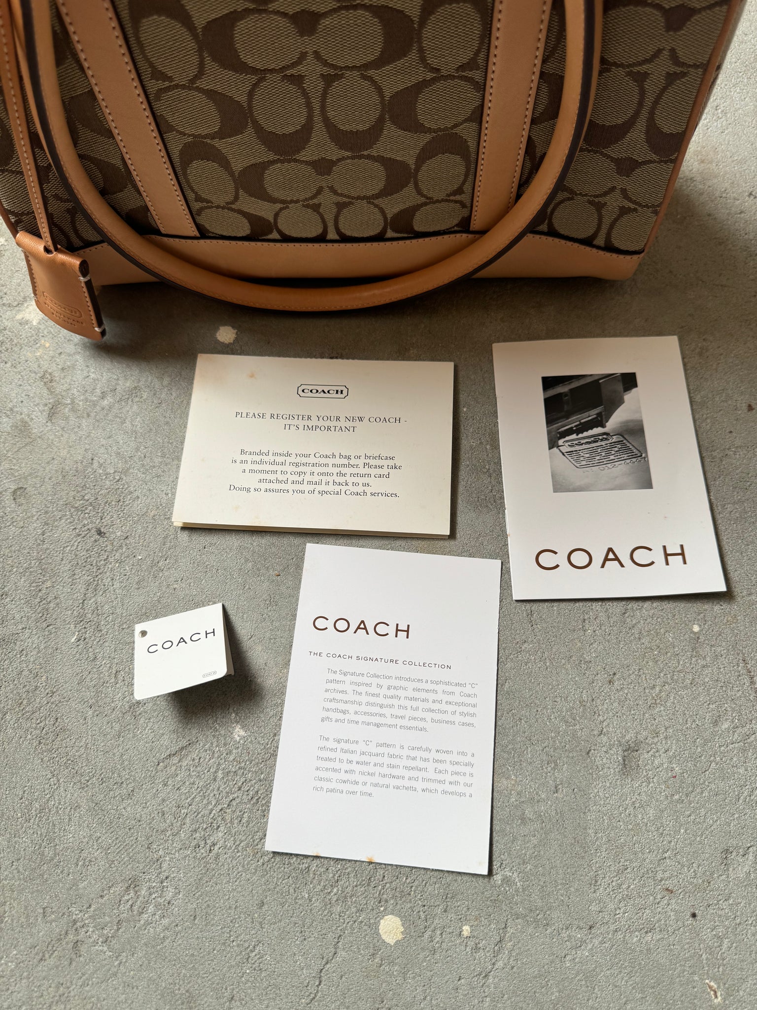 Coach Signature Hand Bag Beige