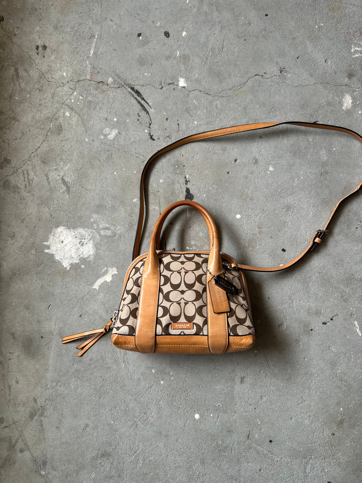 Coach Bleecker Preston Satchel Hand Bag Beige