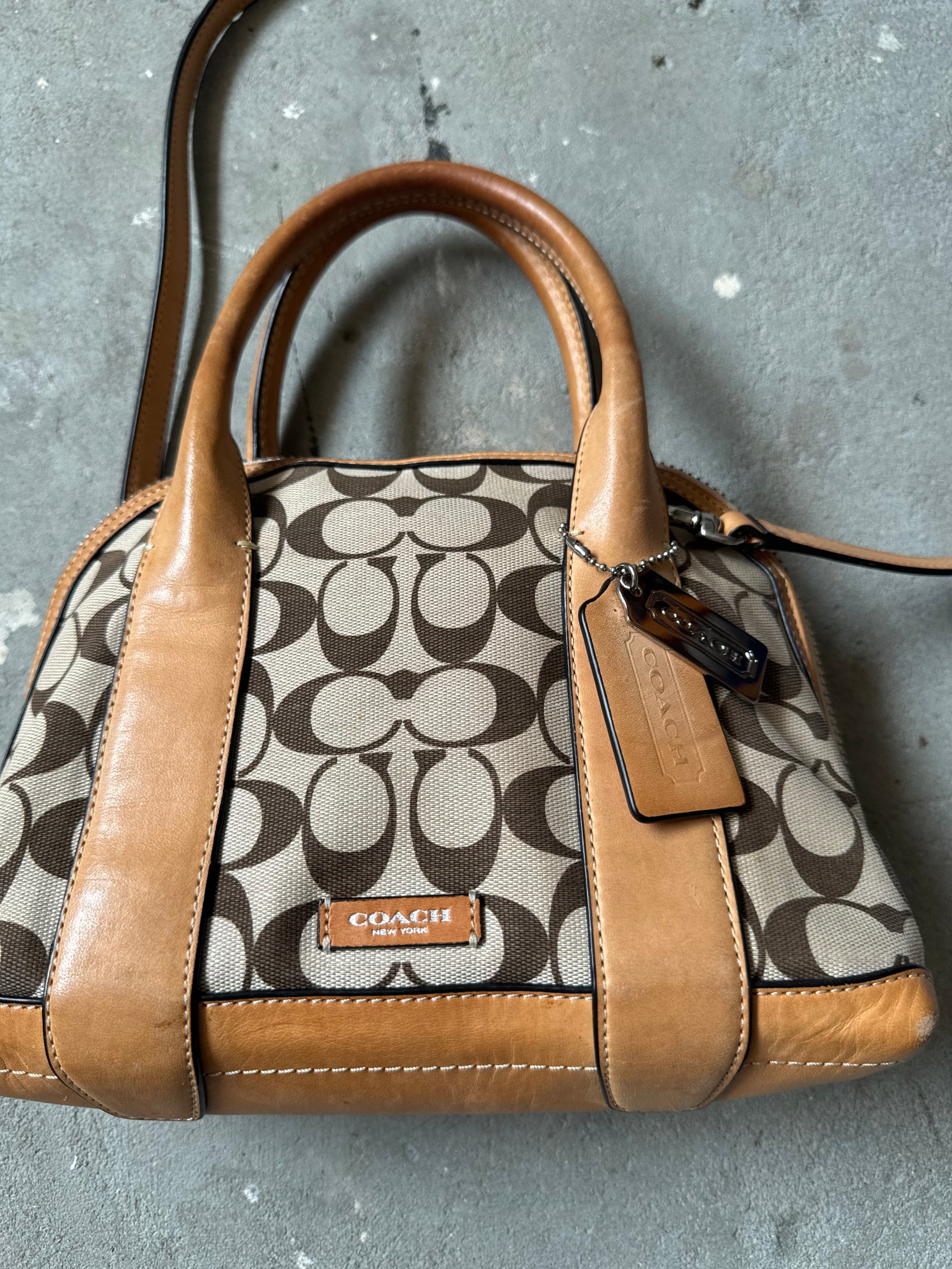Coach Bleecker Preston Satchel Hand Bag Beige