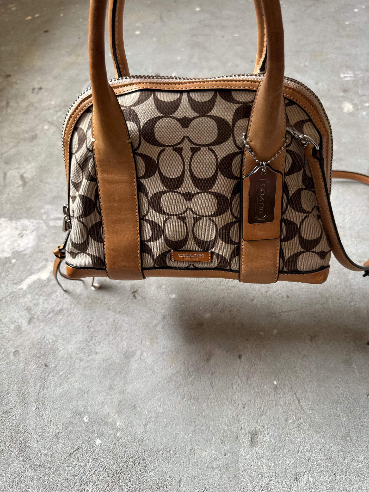 Coach Bleecker Preston Satchel Hand Bag Beige