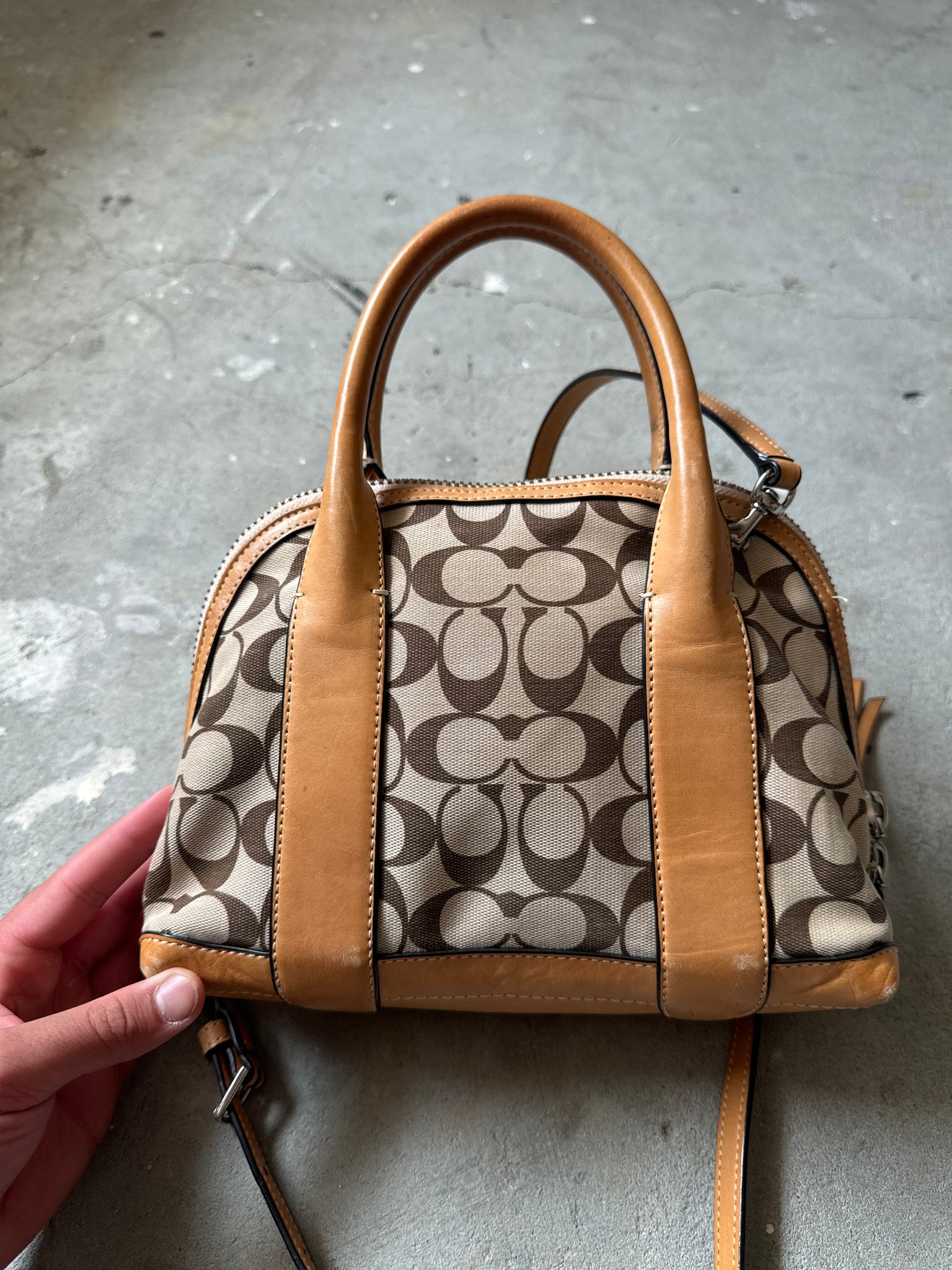 Coach Bleecker Preston Satchel Hand Bag Beige