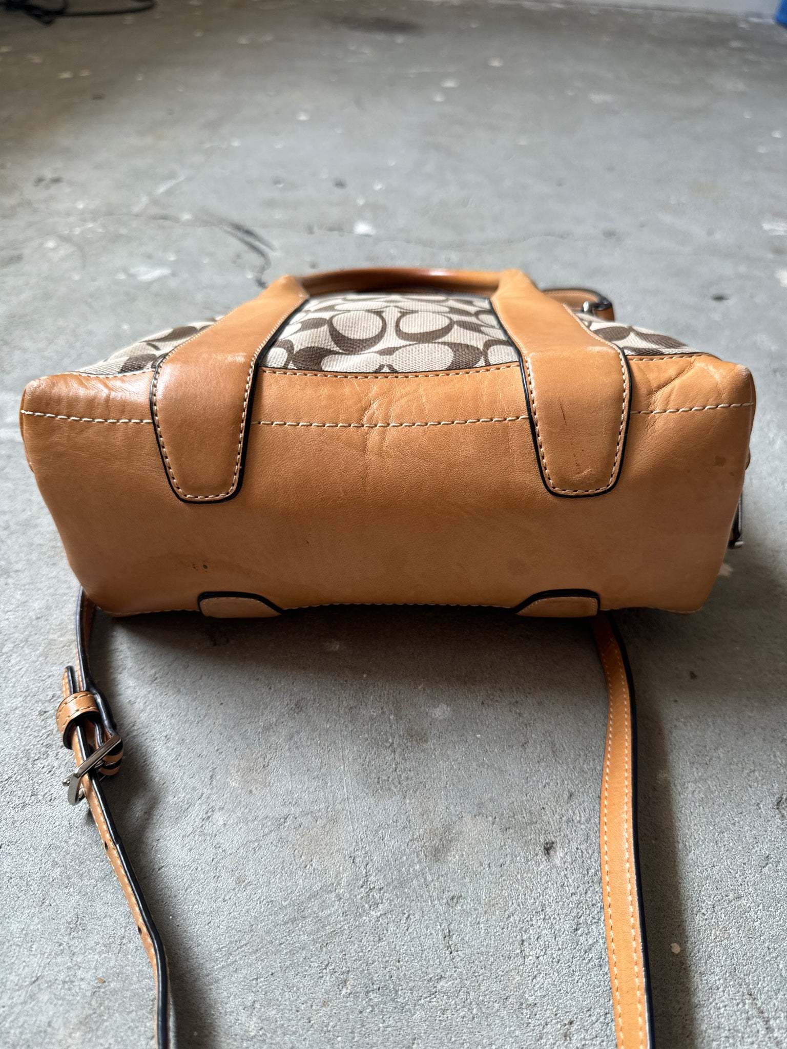 Coach Bleecker Preston Satchel Hand Bag Beige