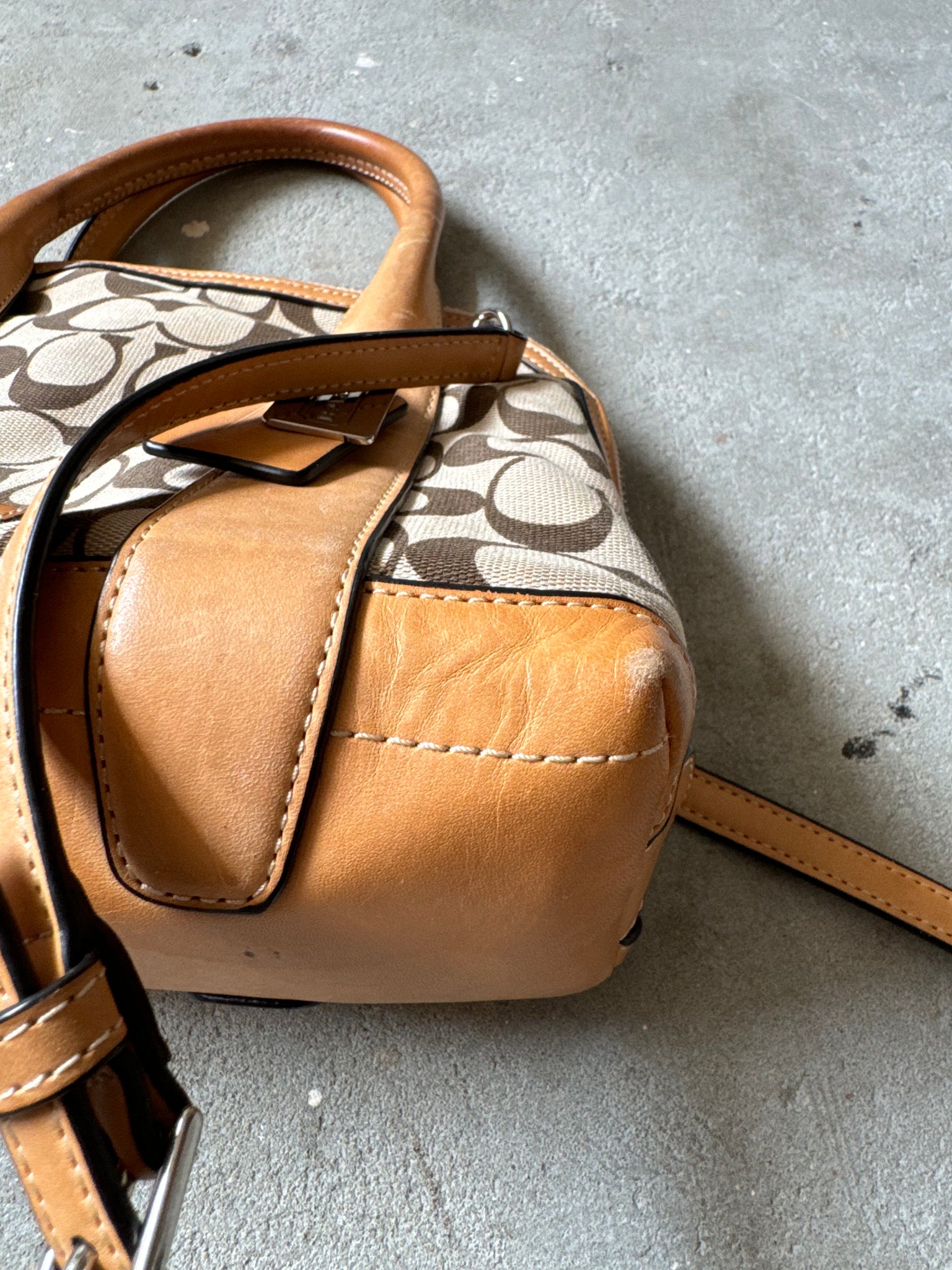 Coach Bleecker Preston Satchel Hand Bag Beige