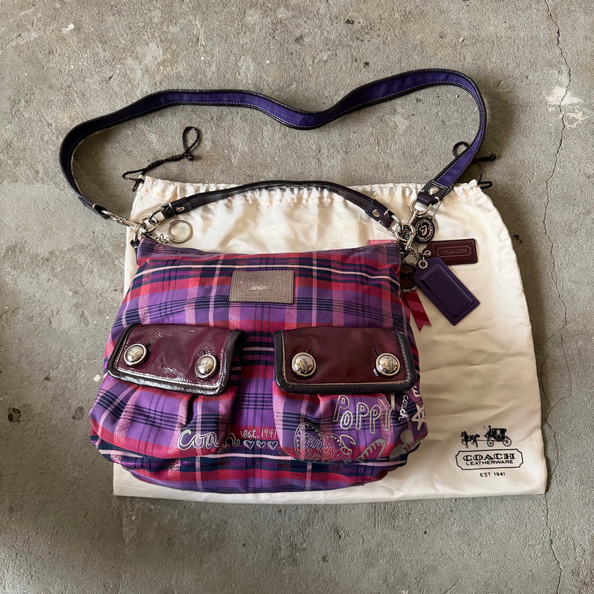 Coach 2Way Poppy Tartan Shoulder Bag Purple – Curated by Charbel