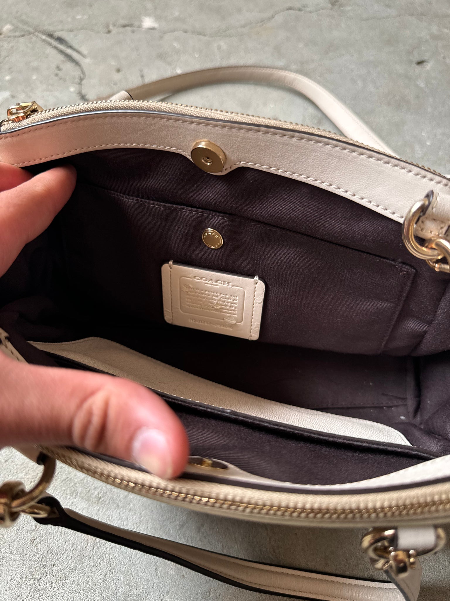 Coach 2Way Christie Hand Bag Beige/White