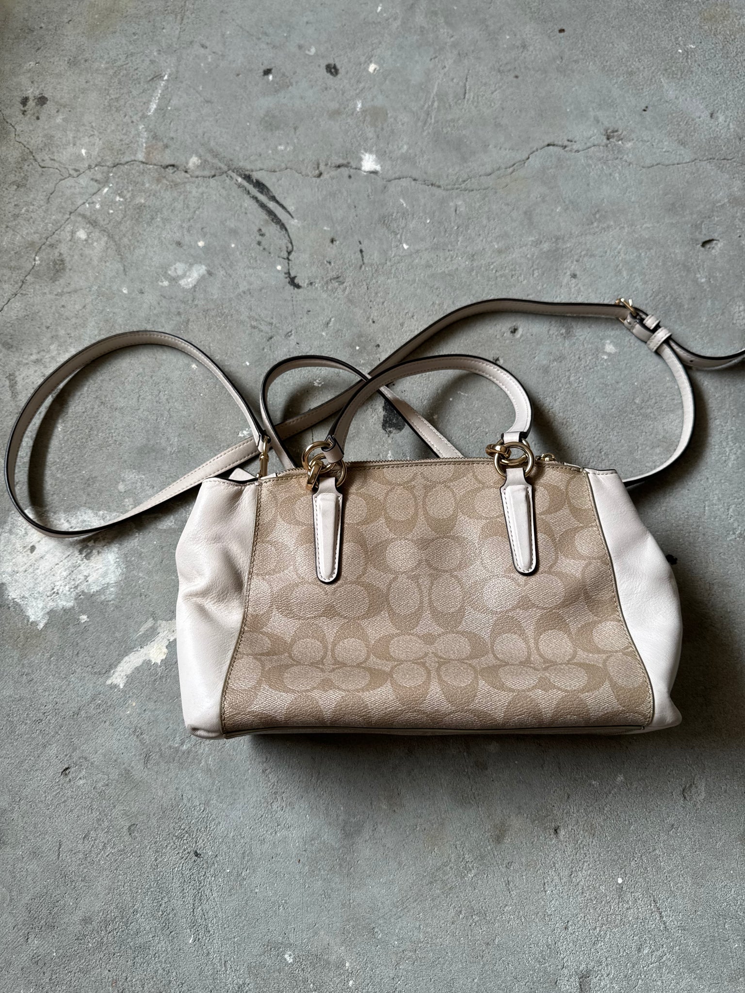 Coach 2Way Christie Hand Bag Beige/White