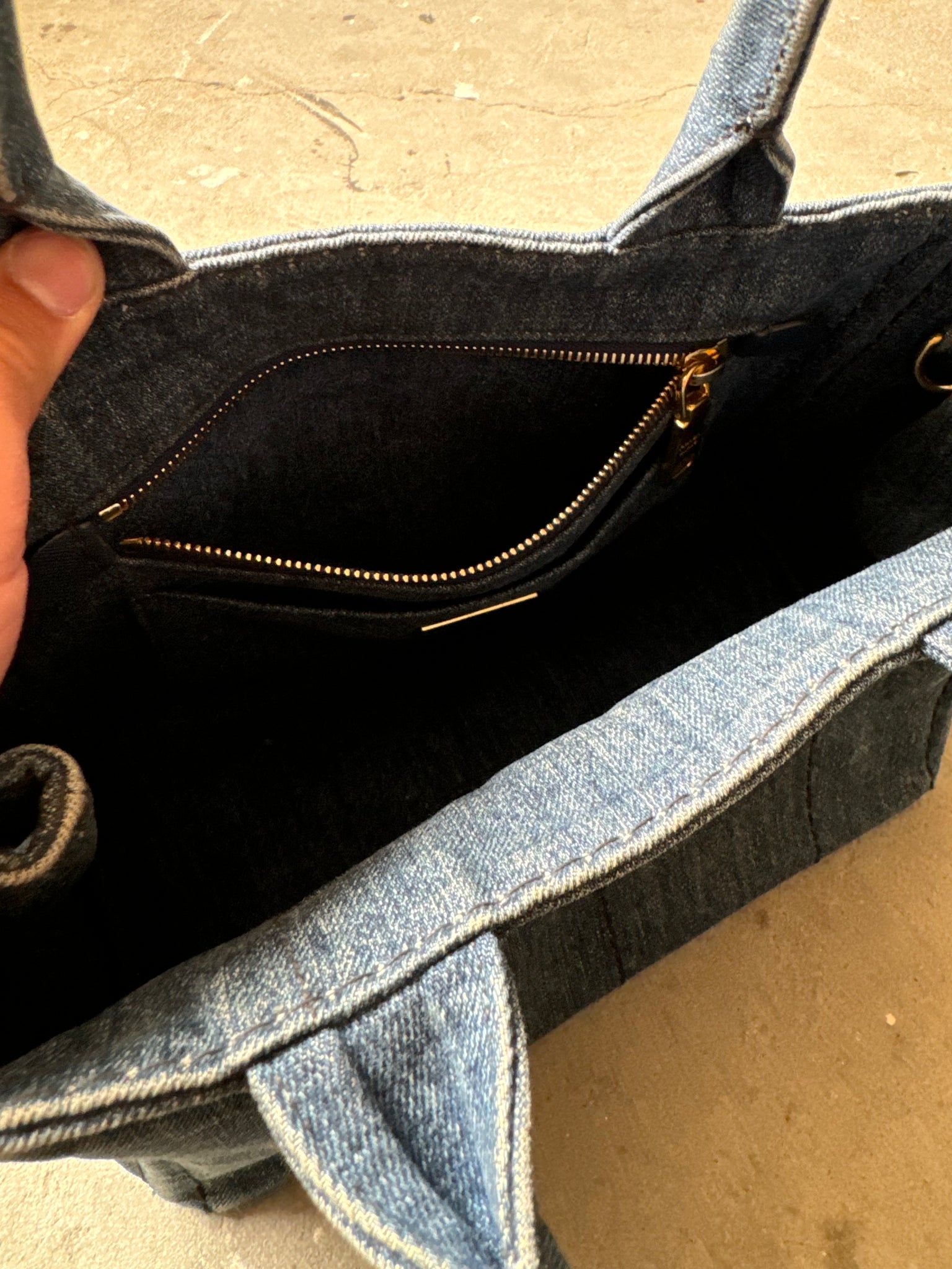 Prada Logo Canapa Denim Tote Bag
