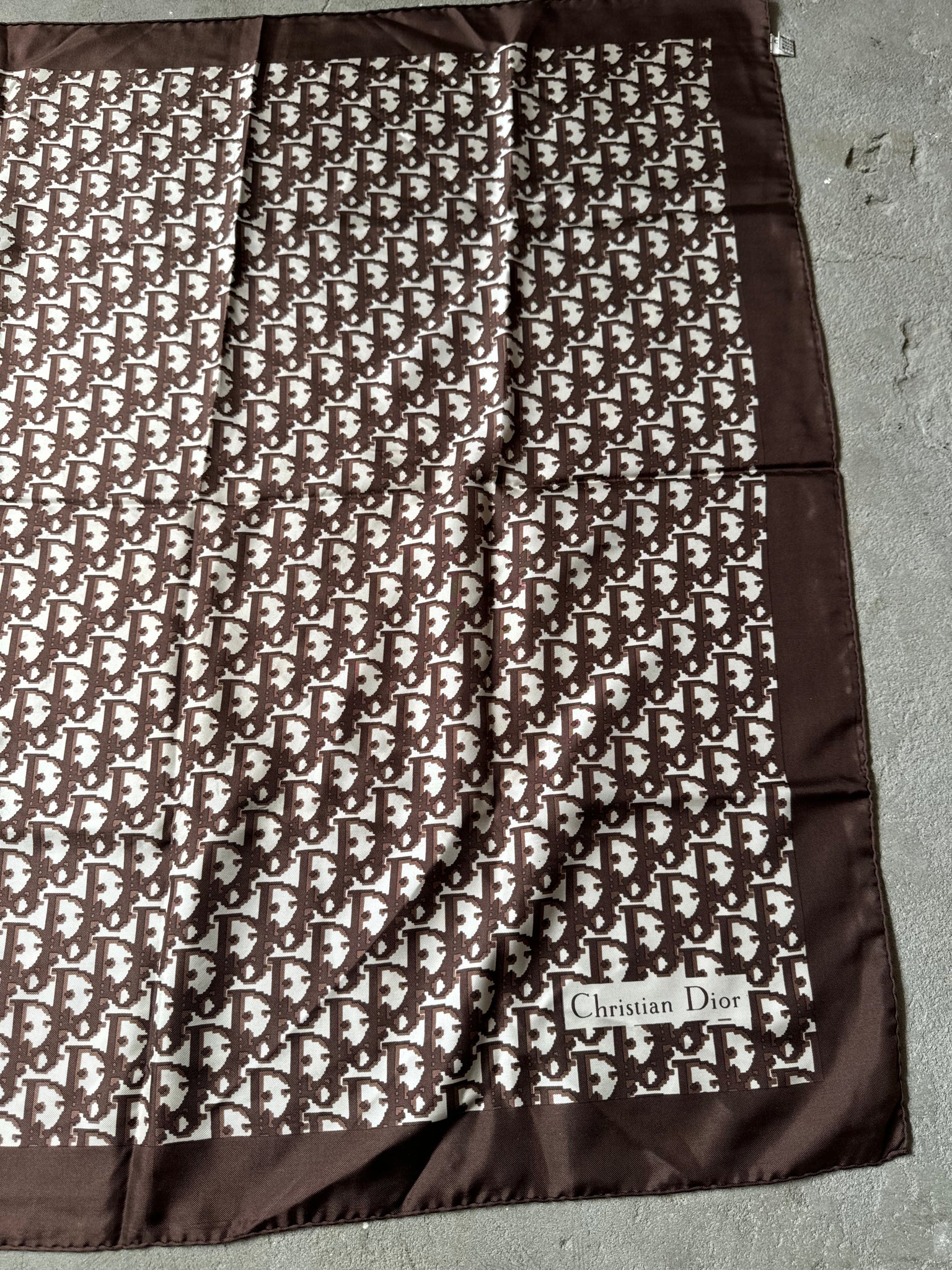 Dior Monogram Brown Silk Scarf