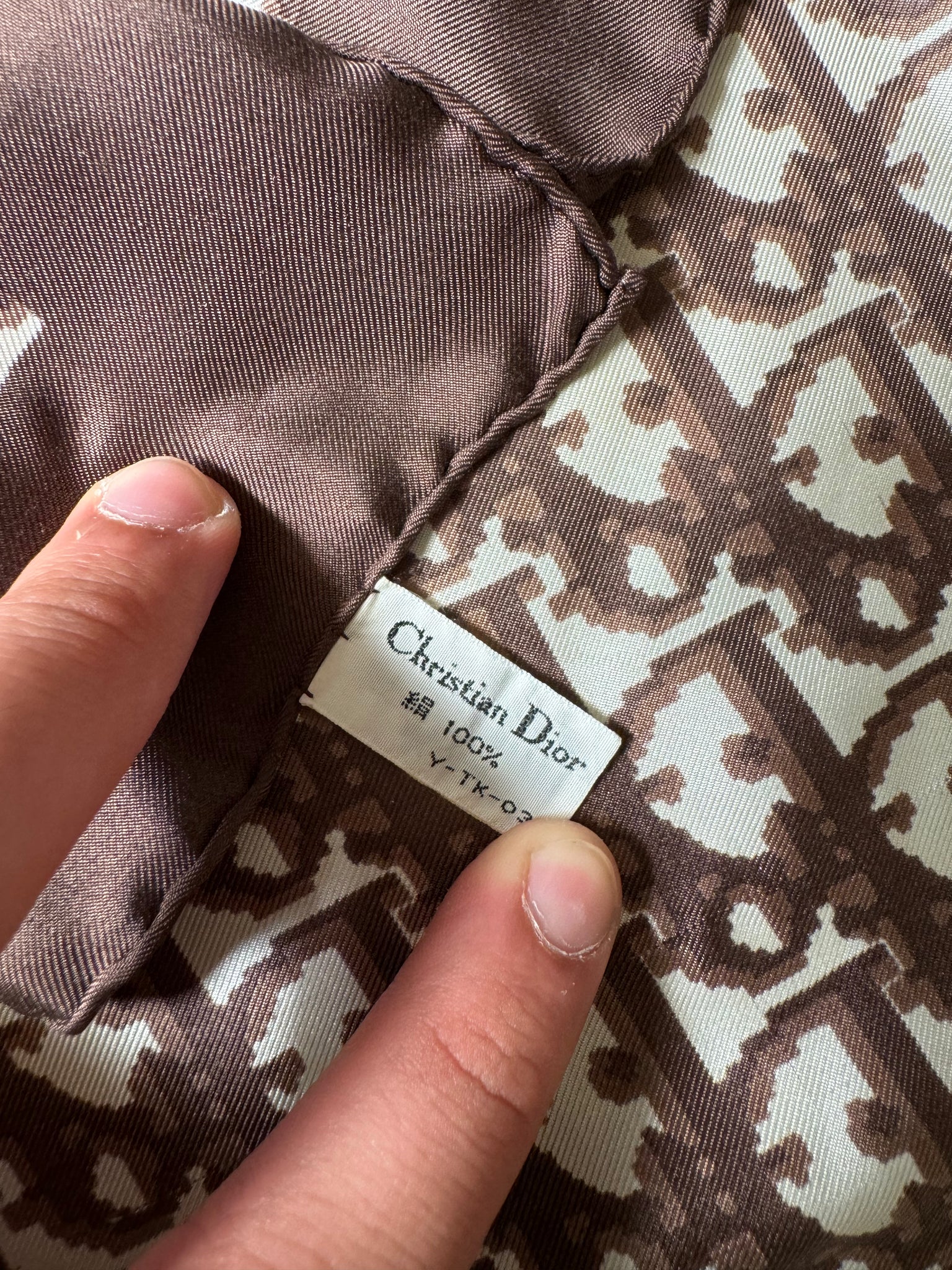 Dior Monogram Brown Silk Scarf