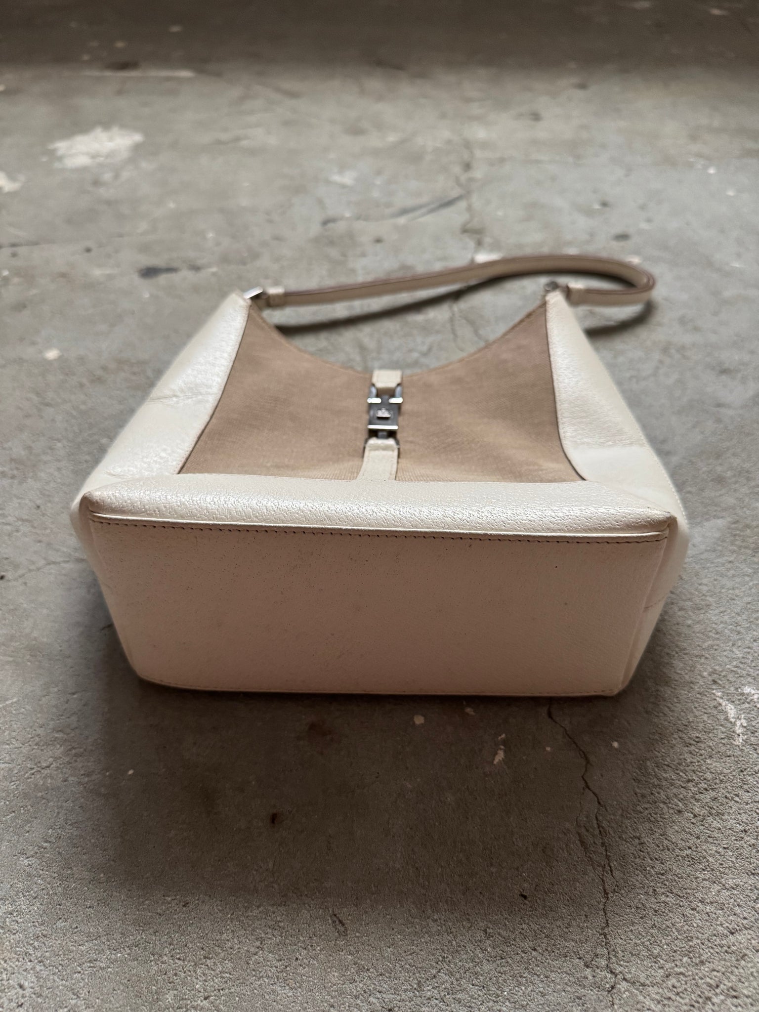 Gucci Canvas Jackie Shoulder Bag White/Brown