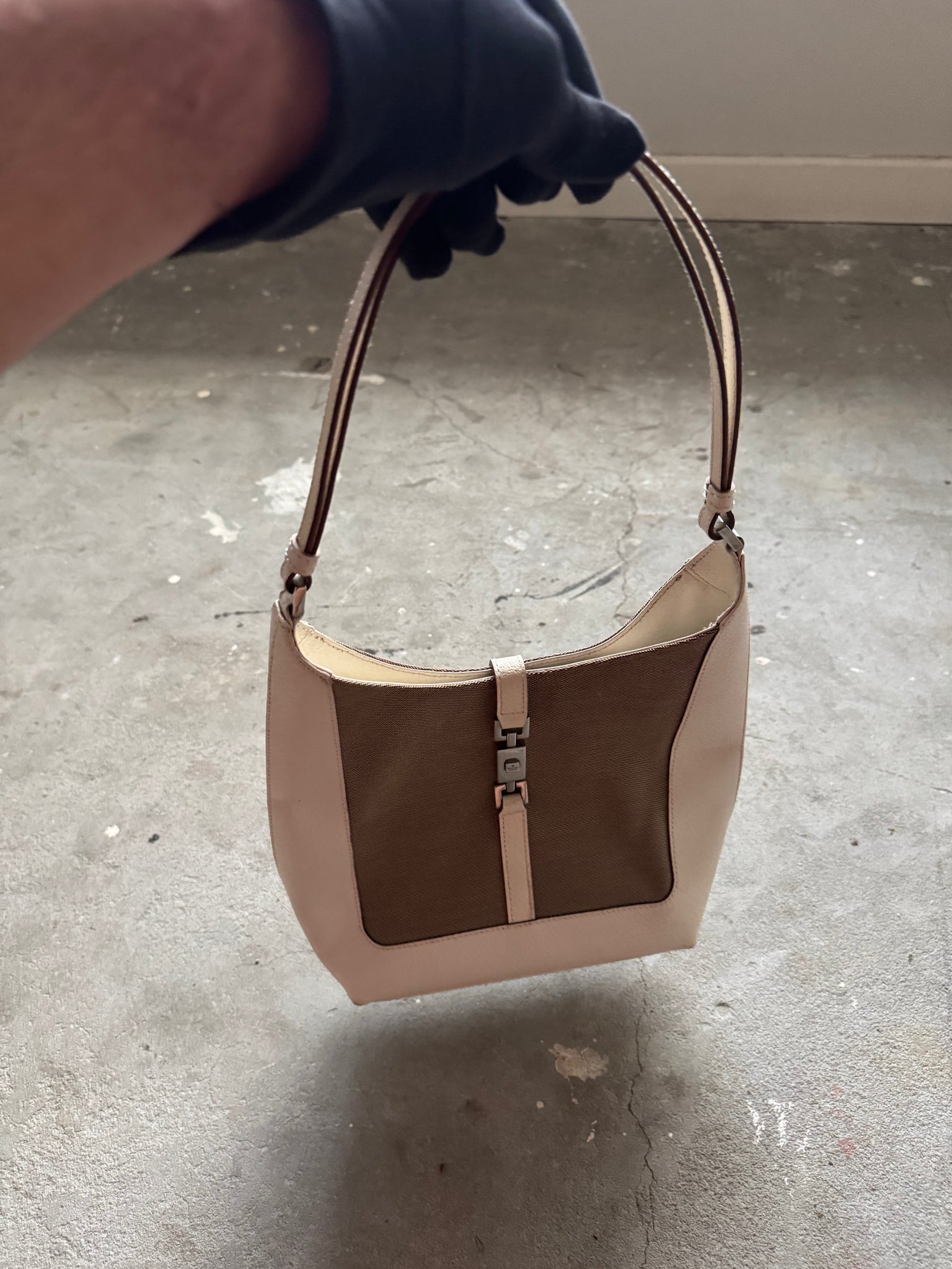 Gucci Canvas Jackie Shoulder Bag White/Brown