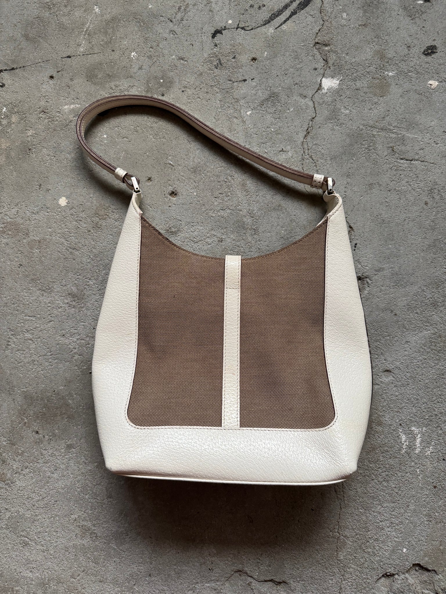 Gucci Canvas Jackie Shoulder Bag White/Brown