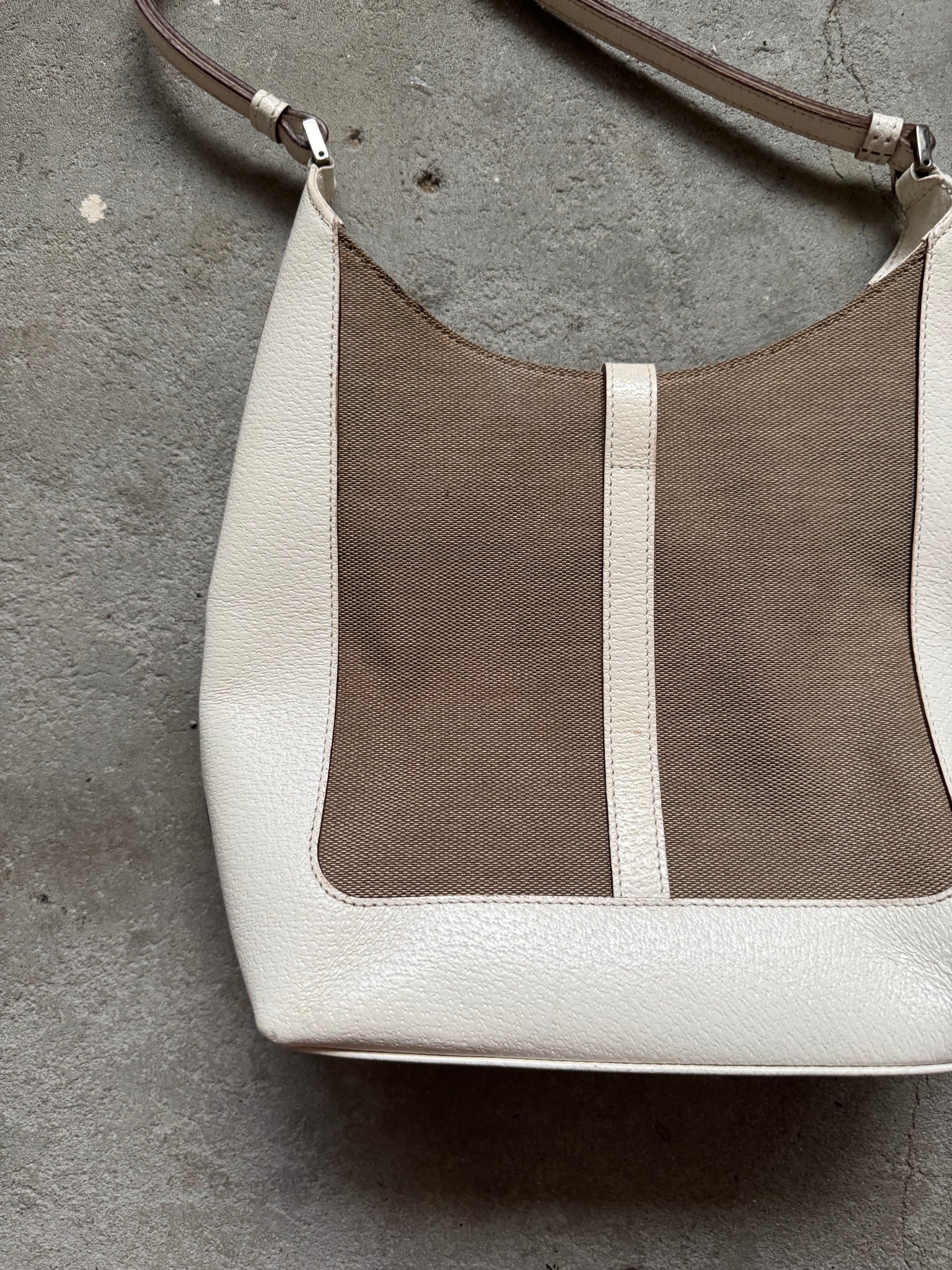 Gucci Canvas Jackie Shoulder Bag White/Brown