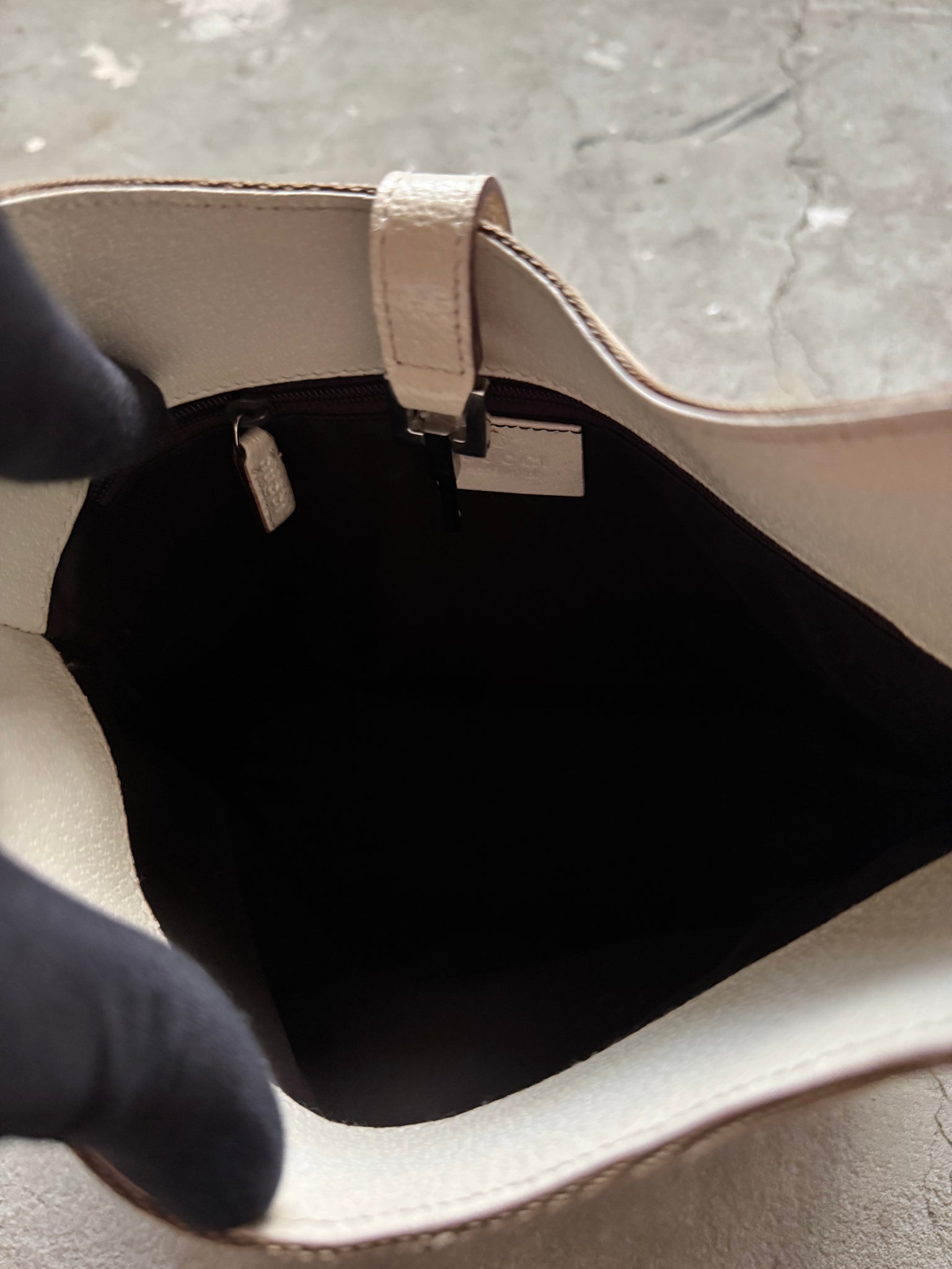 Gucci Canvas Jackie Shoulder Bag White/Brown