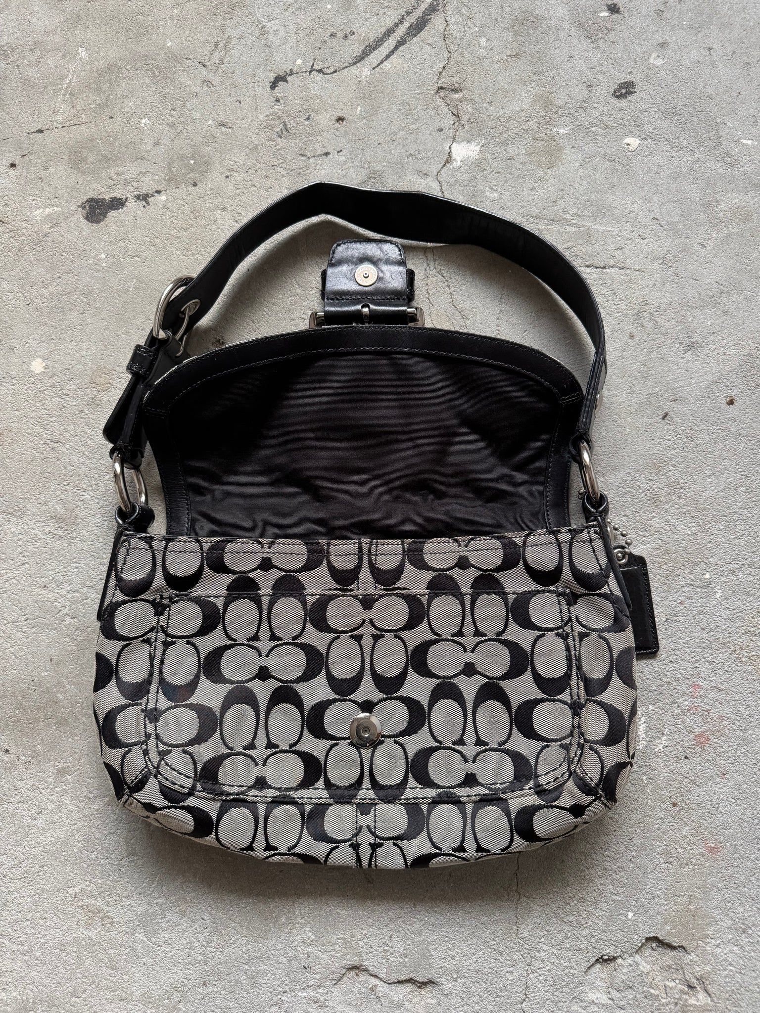 Coach Signature Sufflette Shoulder Bag Grey/Black