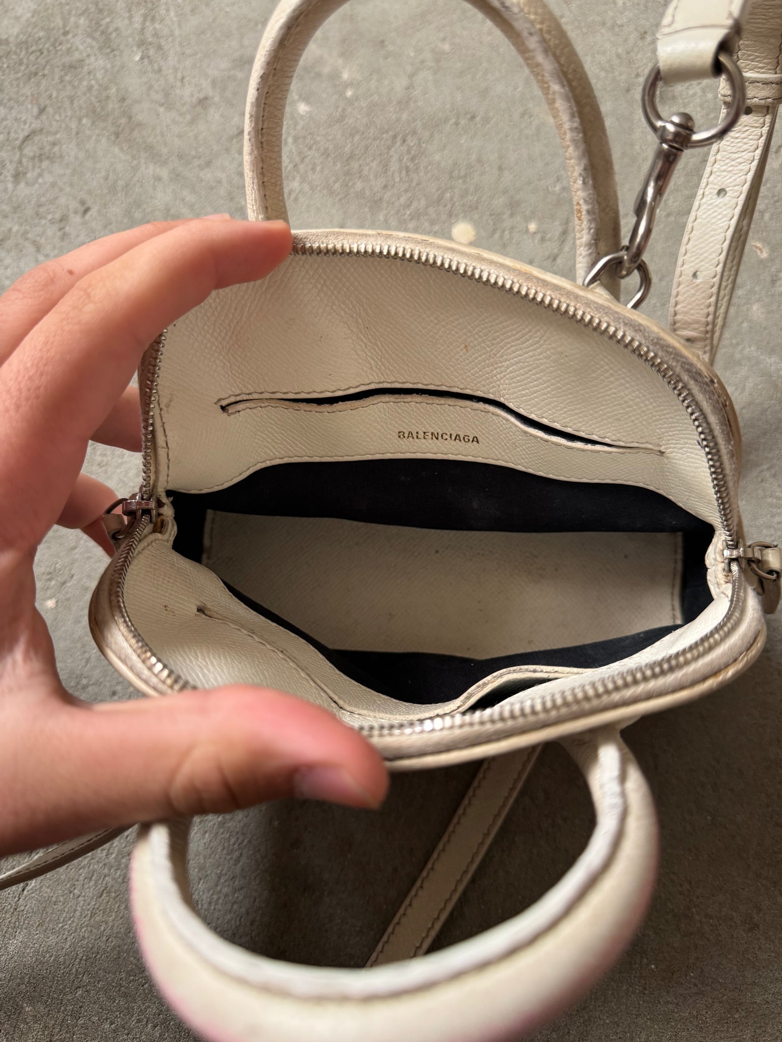 Balenciaga Graffiti Ville Shoulder Bag XXS White