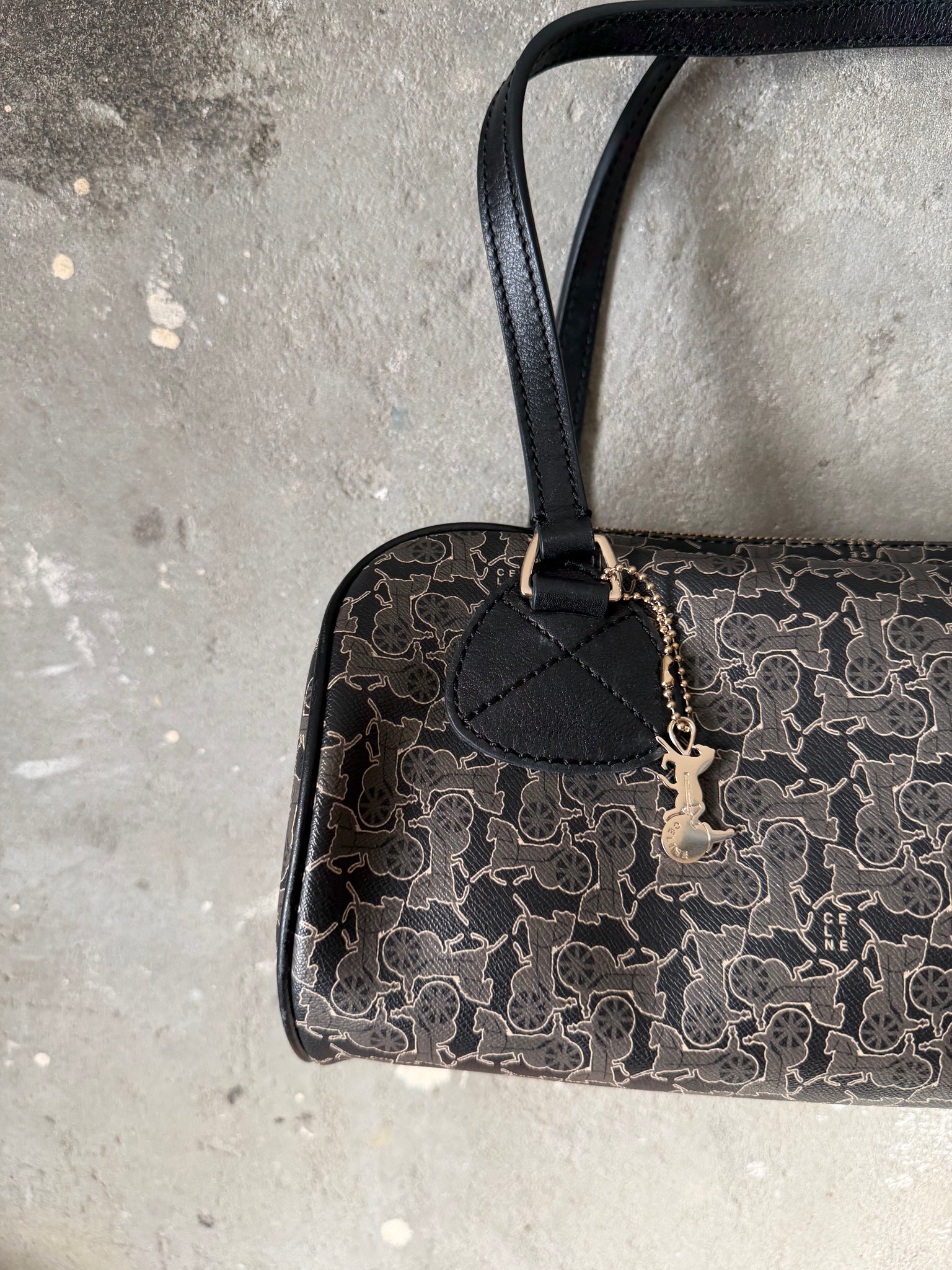 Celine Horse Carriage Boston Bag Black/Grey