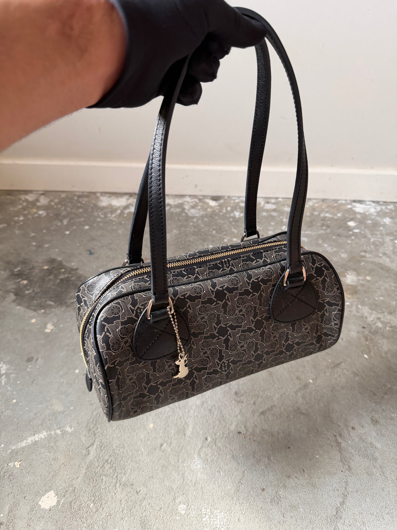 Celine Horse Carriage Boston Bag Black/Grey