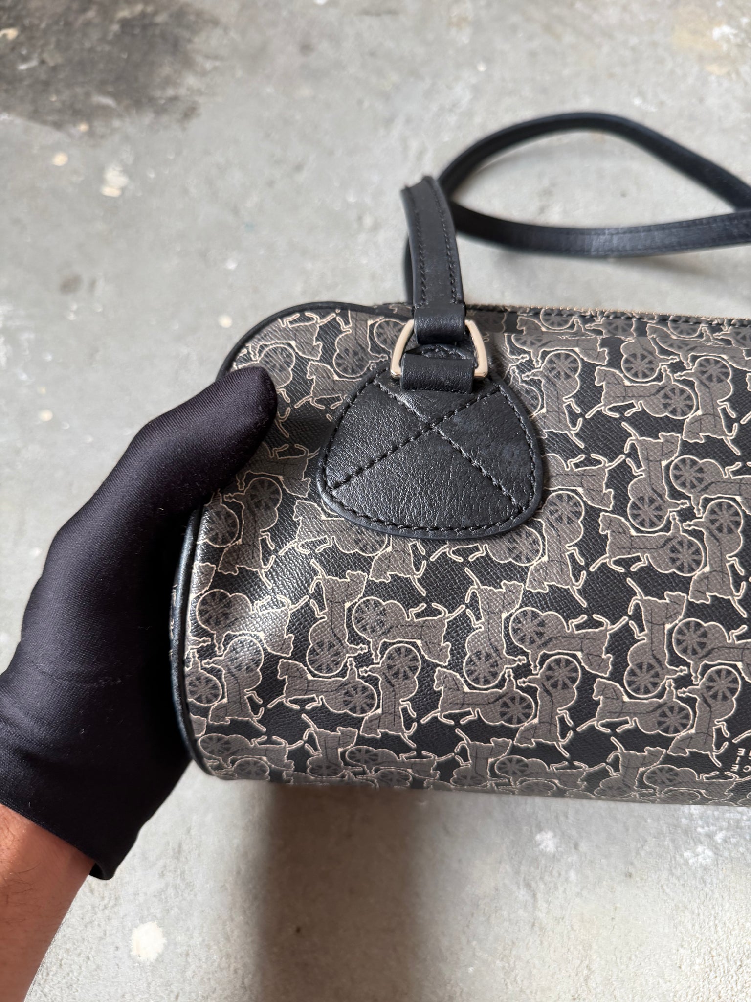 Celine Horse Carriage Boston Bag Black/Grey