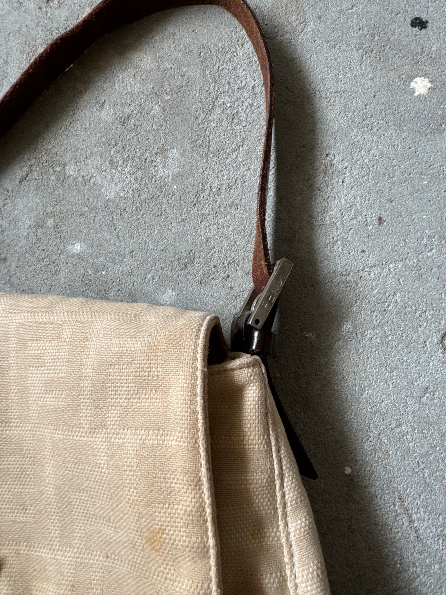 Fendi Mama Baguette Bag Canvas Beige