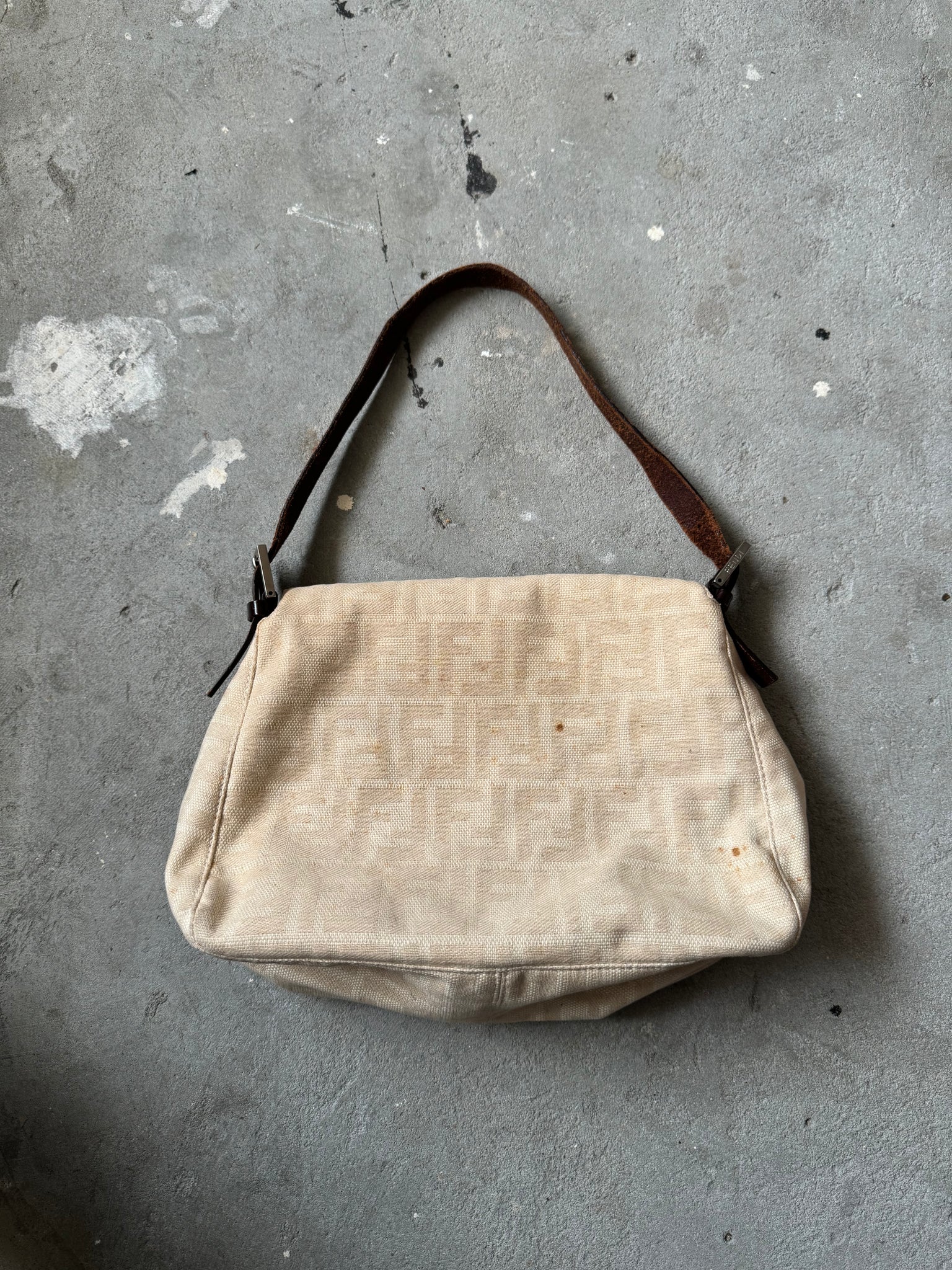 Fendi Mama Baguette Bag Canvas Beige