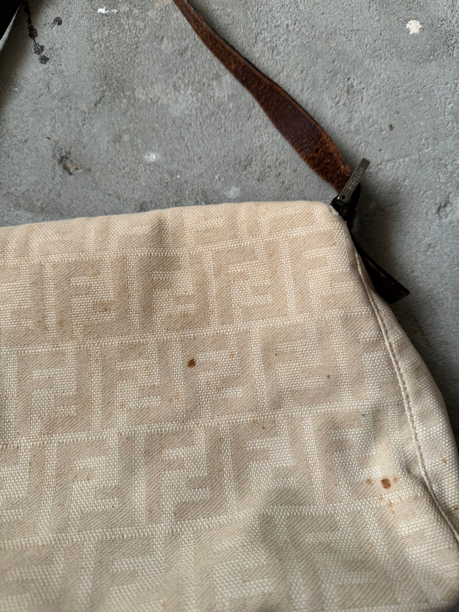 Fendi Mama Baguette Bag Canvas Beige